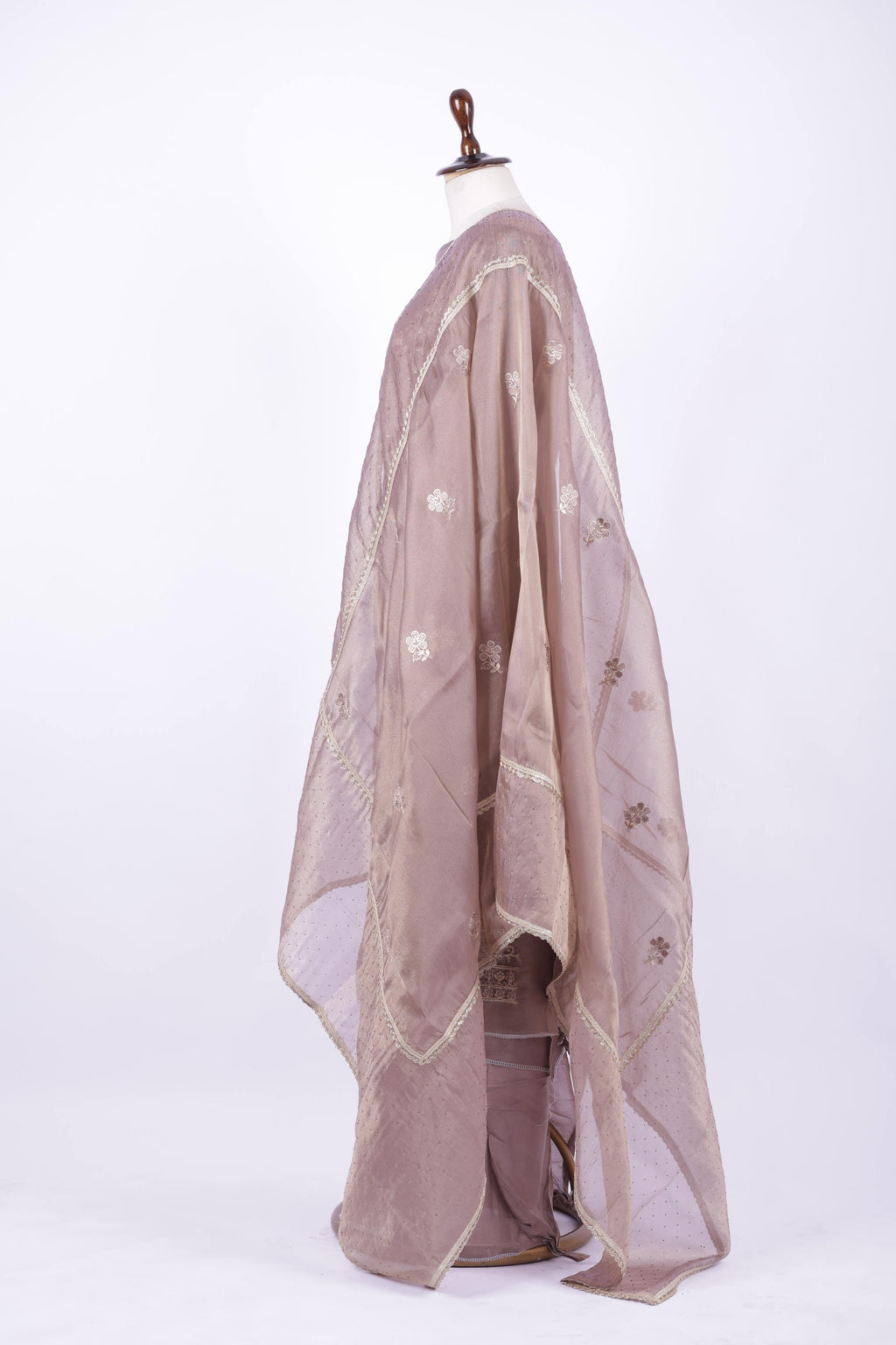 Dusty mauve organza silk suit set,