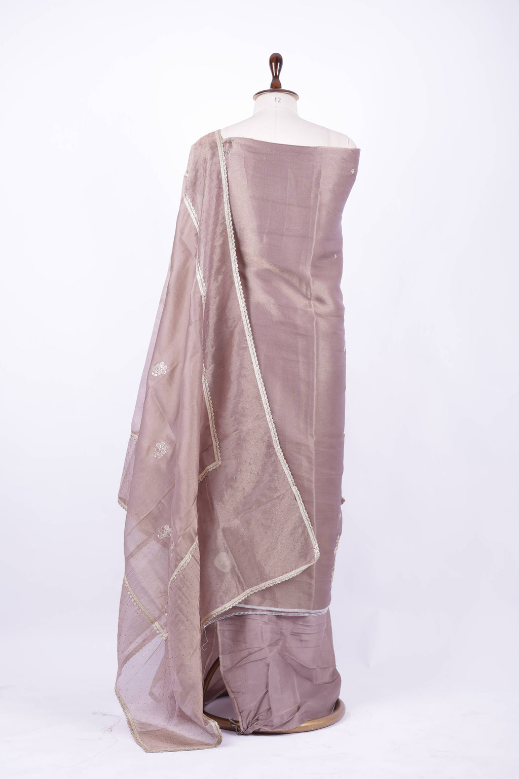 Dusty mauve organza silk suit set,