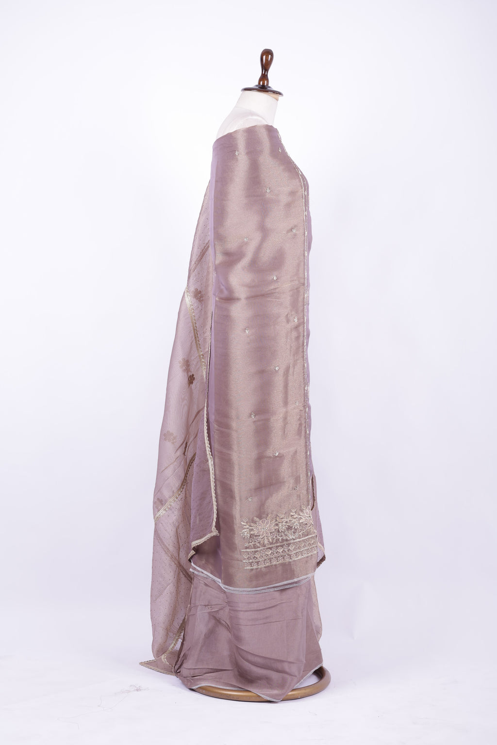 Dusty mauve organza silk suit set,