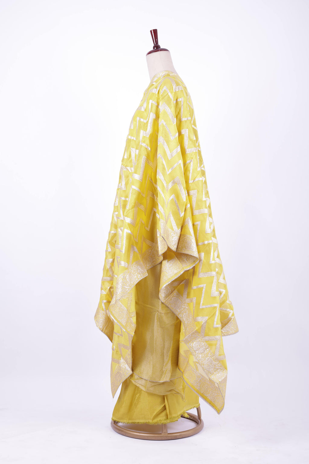 lemon yellow Banarasi silk suit set