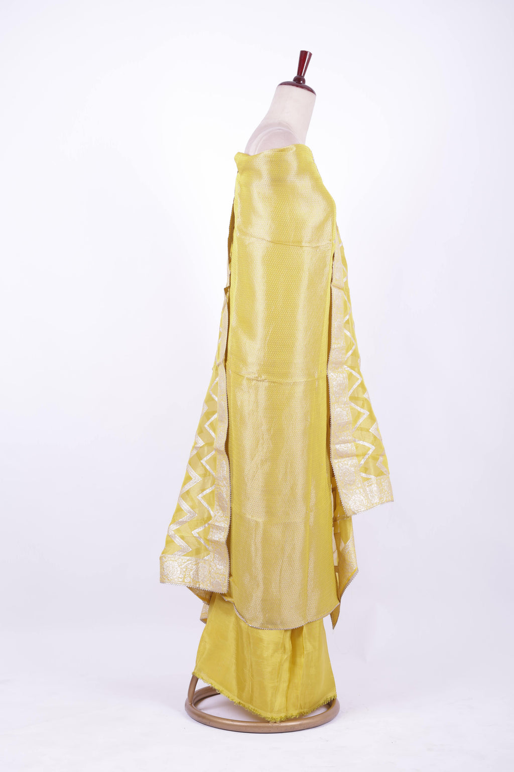 lemon yellow Banarasi silk suit set
