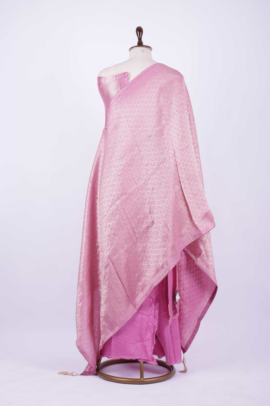 Rose pink Banarasi silk suit set