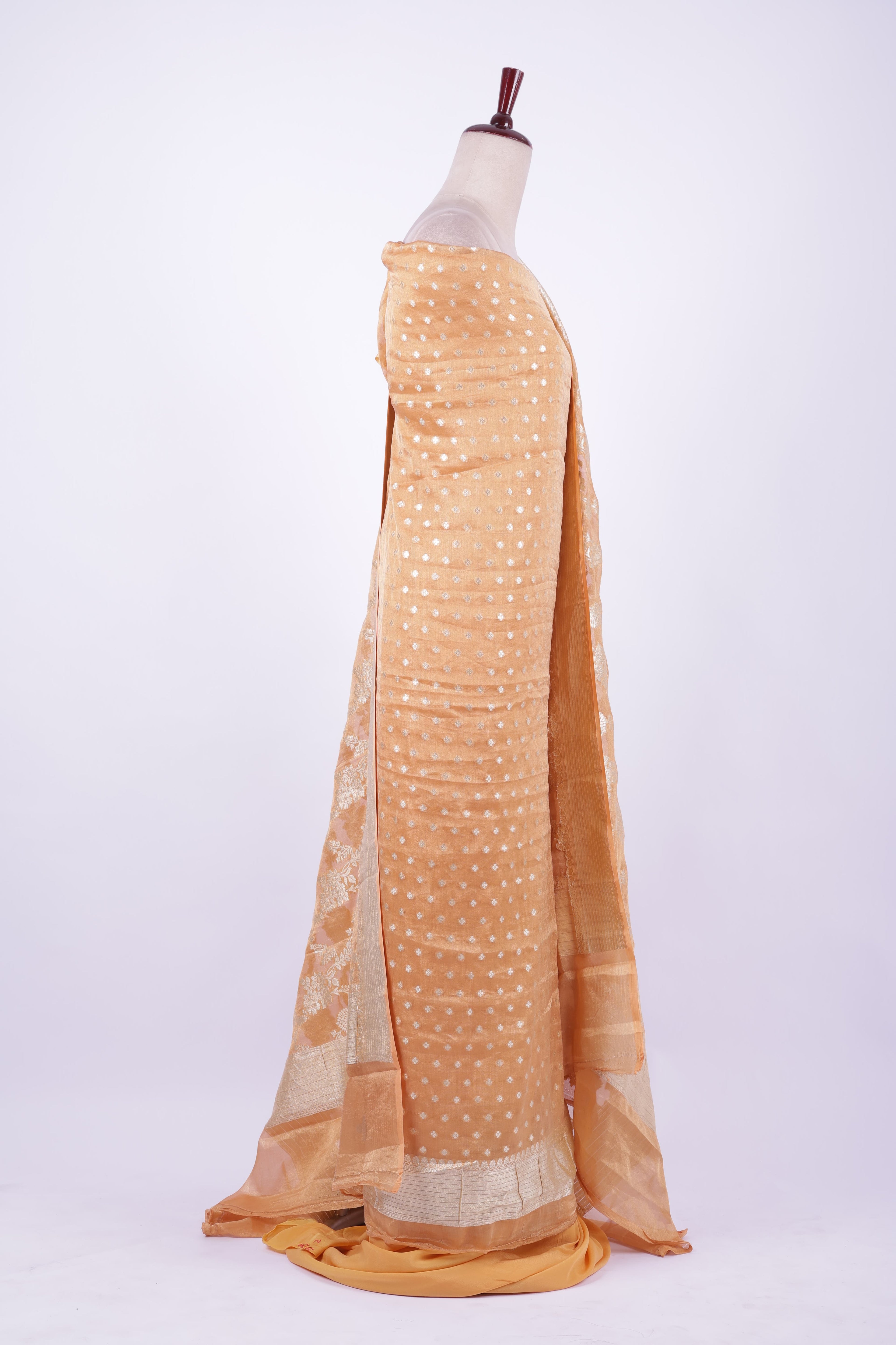 Golden beige Banarasi silk suit set
