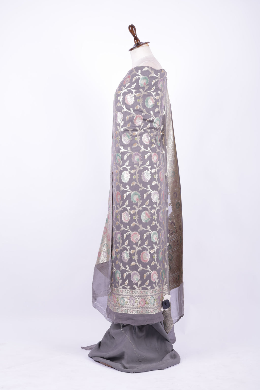 Smoky grey Banarasi silk suit set