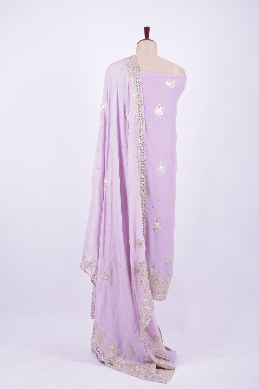 Lavender georgette embroidered suit set