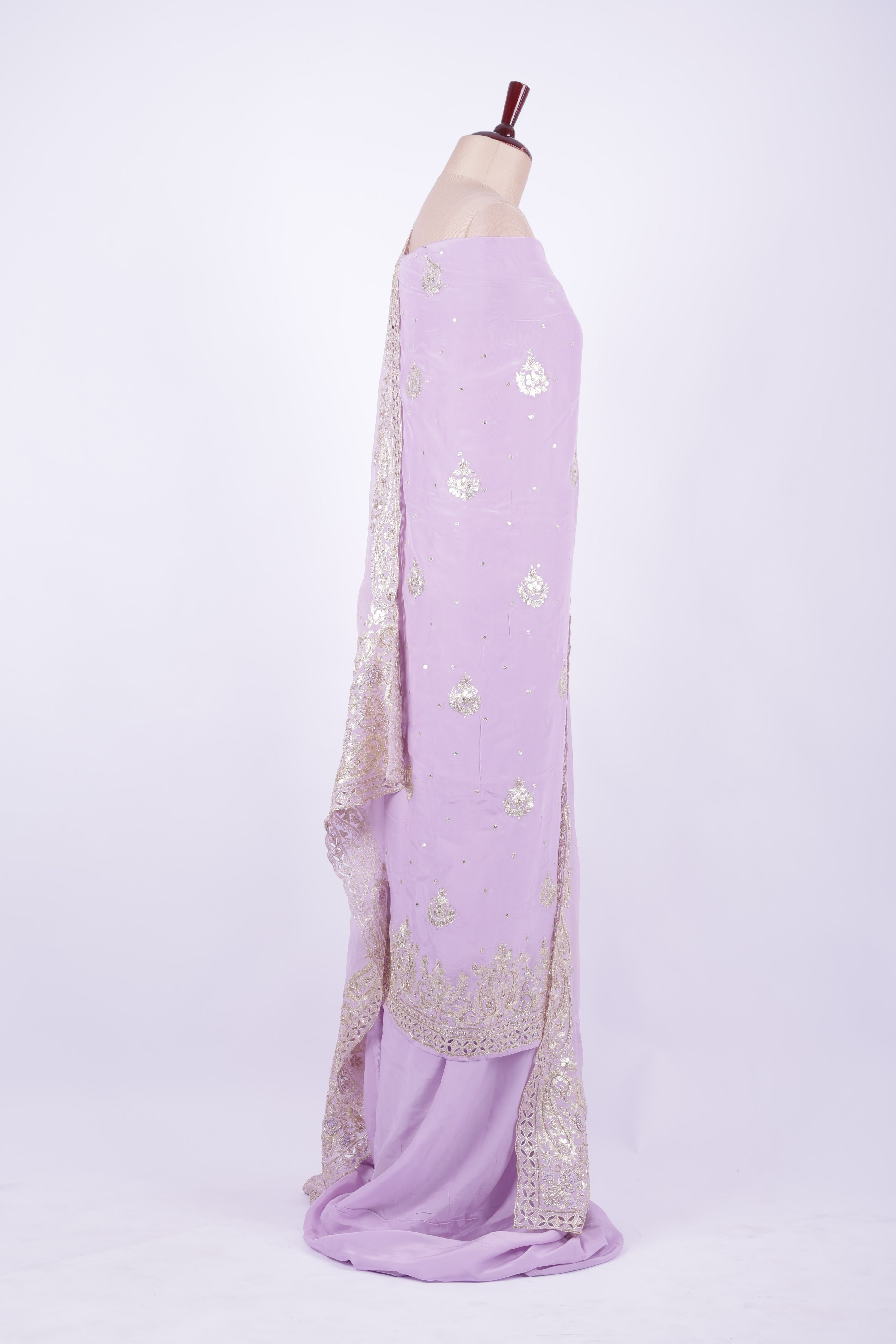 Lavender georgette embroidered suit set