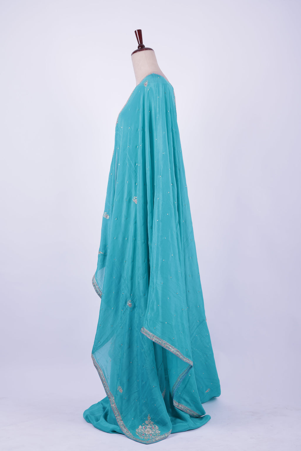 Sea green organza embroidered suit set