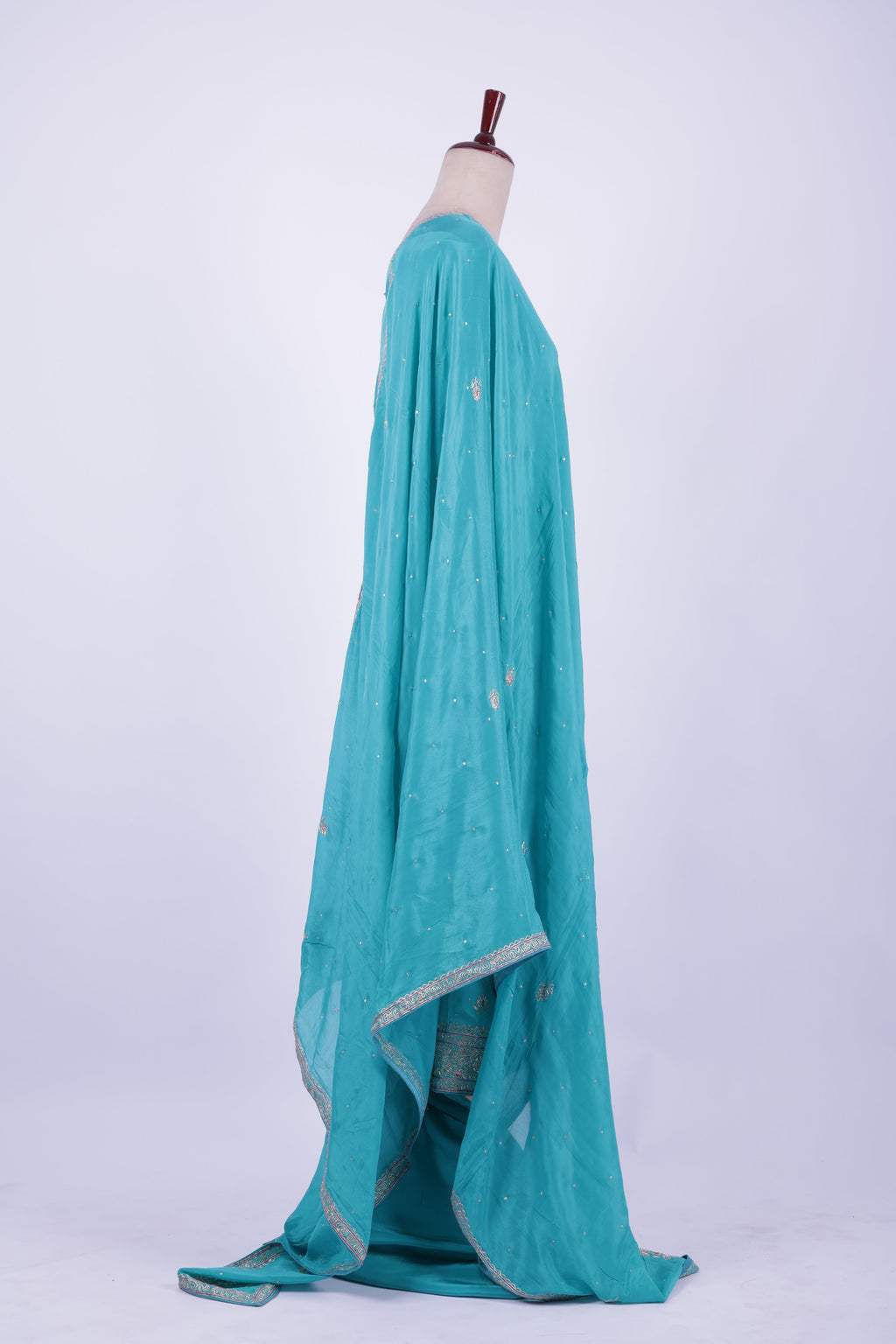 Sea green organza embroidered suit set