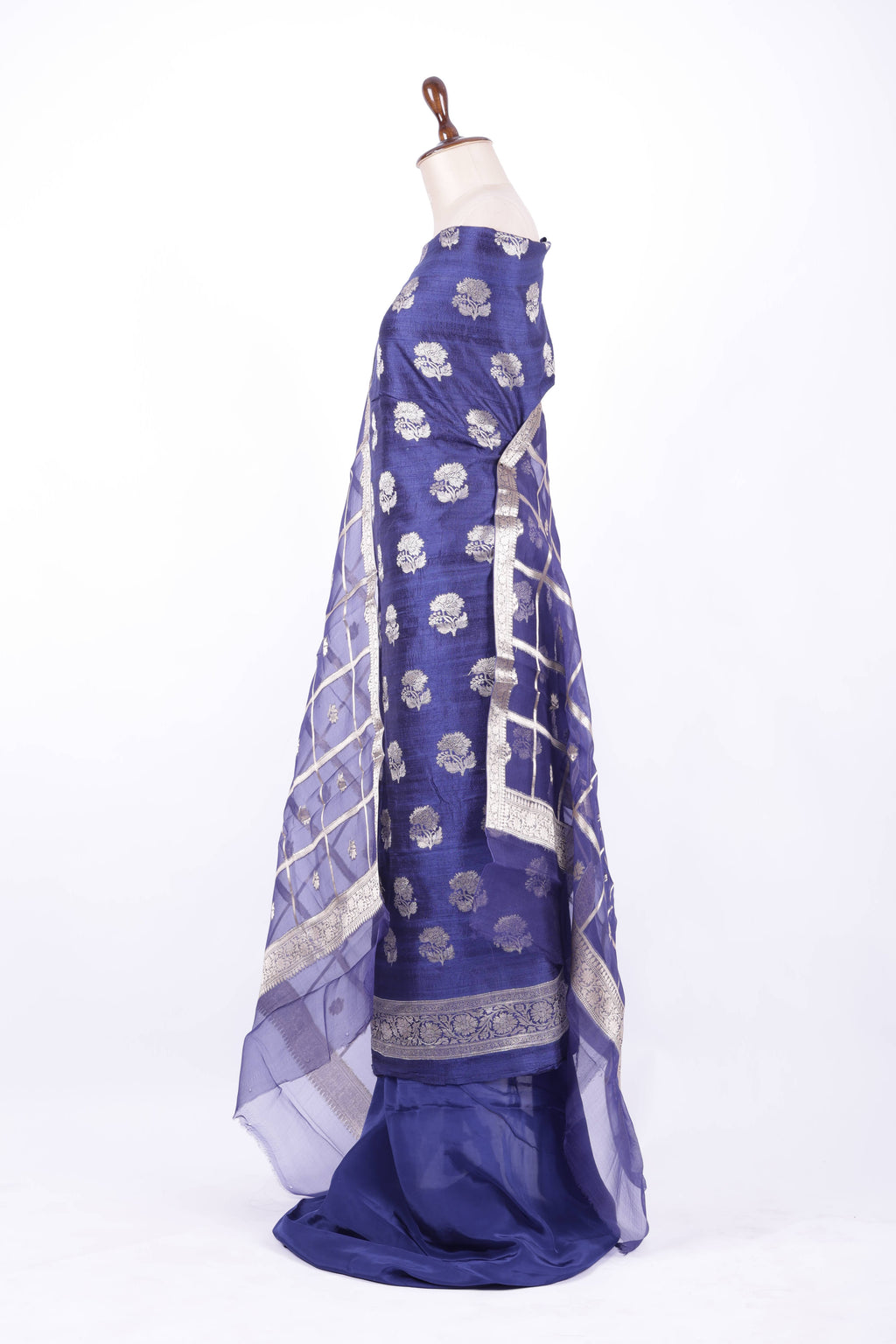 Royal blue Banarasi silk suit set