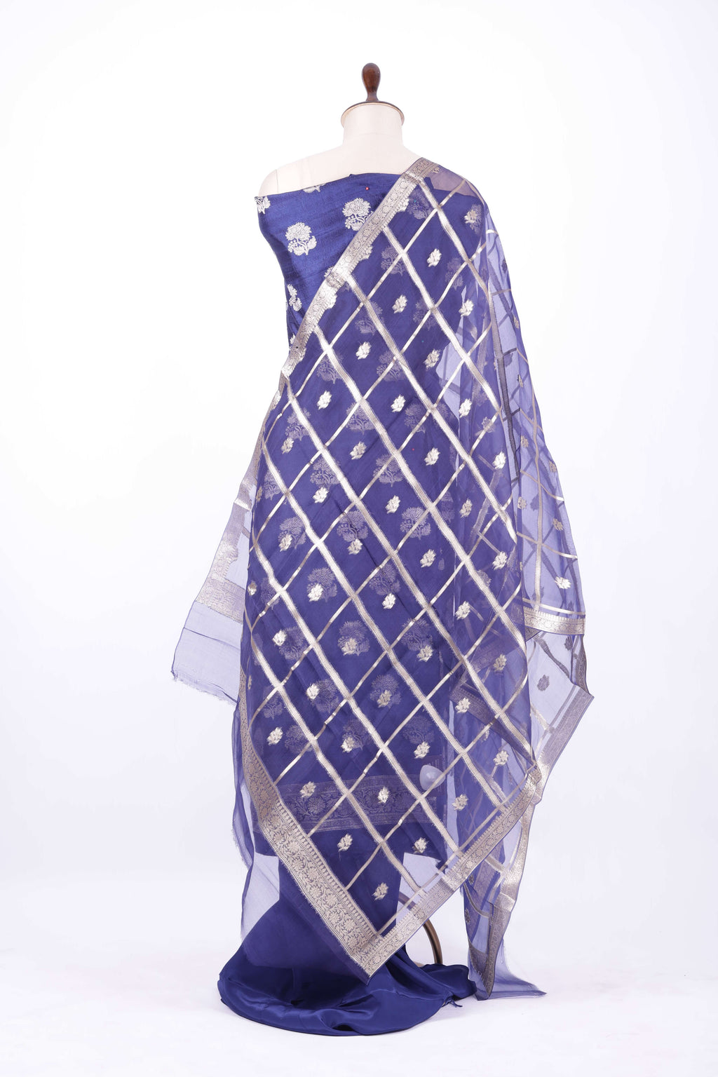 Royal blue Banarasi silk suit set