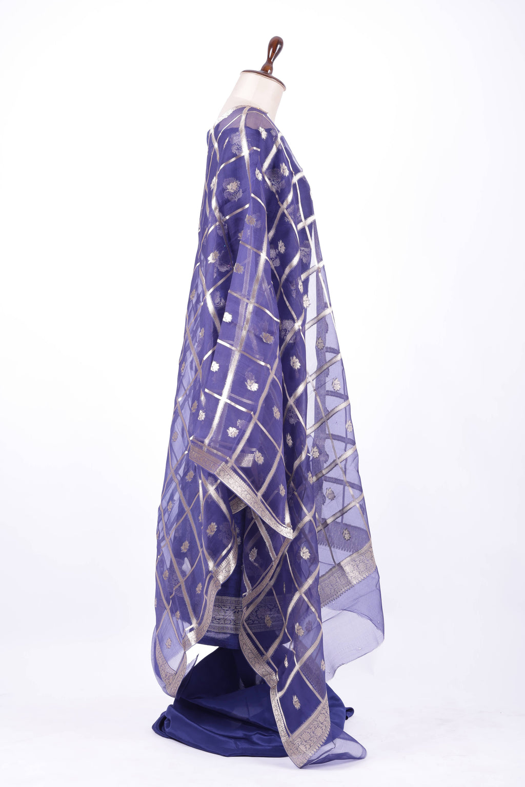 Royal blue Banarasi silk suit set