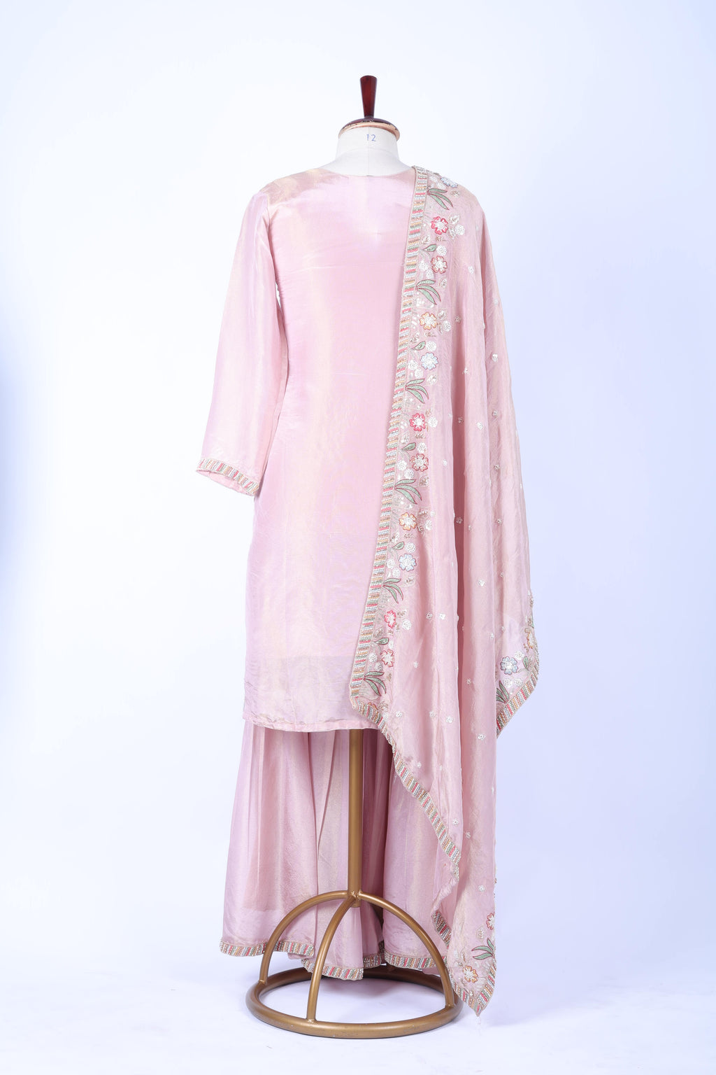 Blush pink embroidered straight set