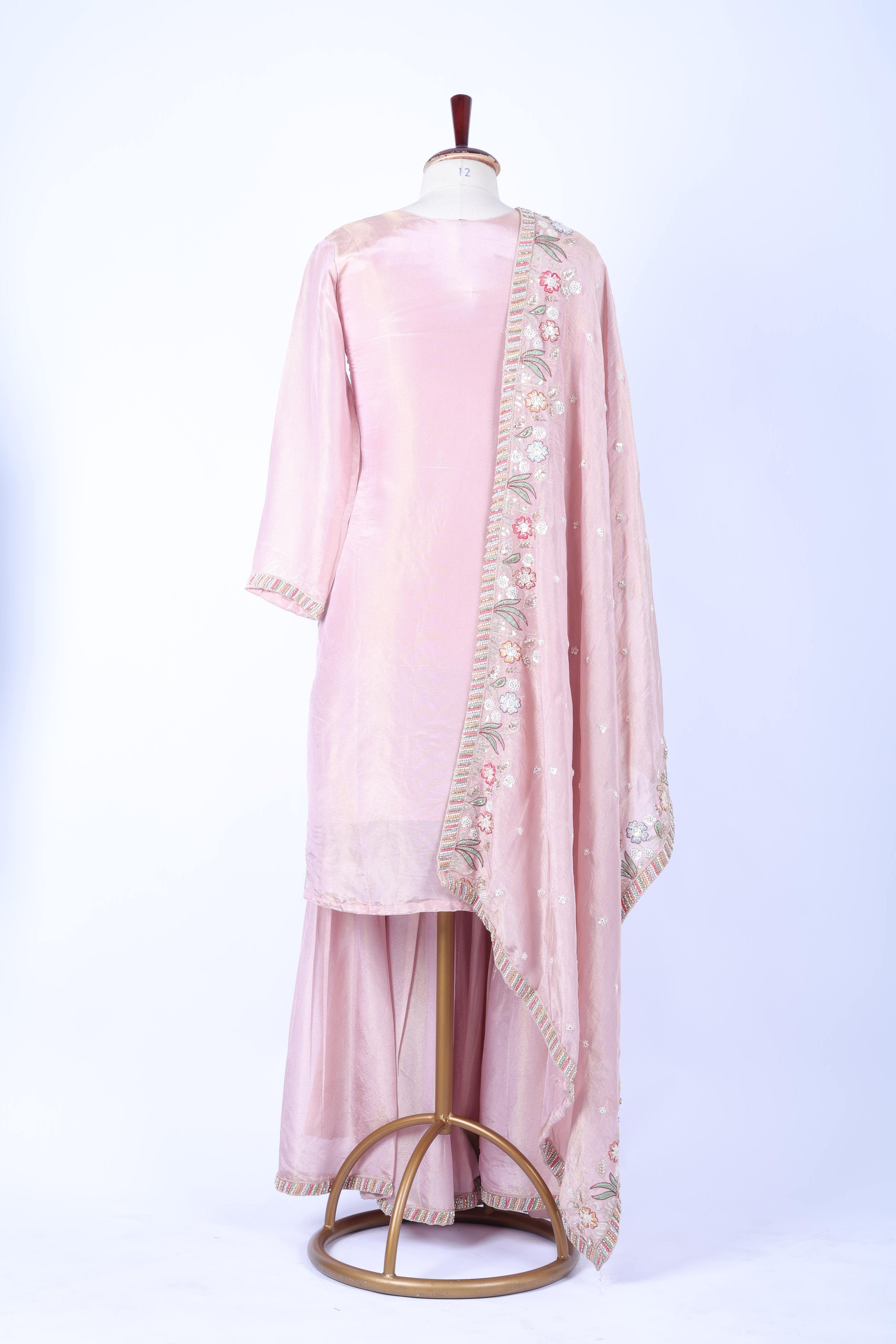 Blush pink embroidered straight set