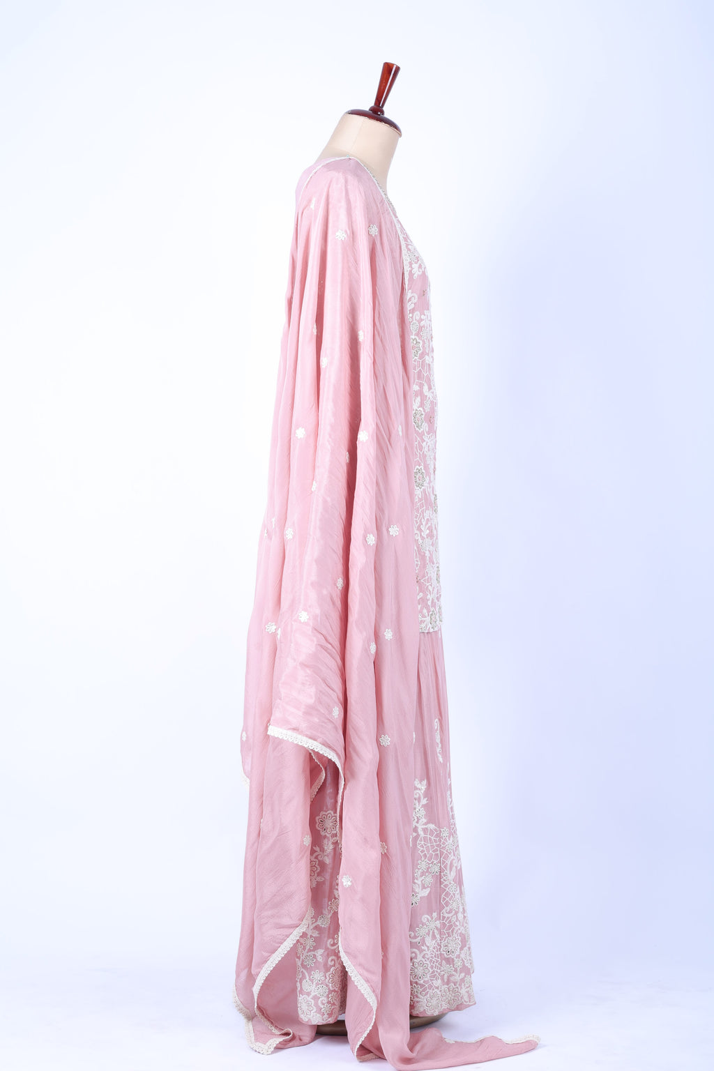 Pastel pink embroidered straight set