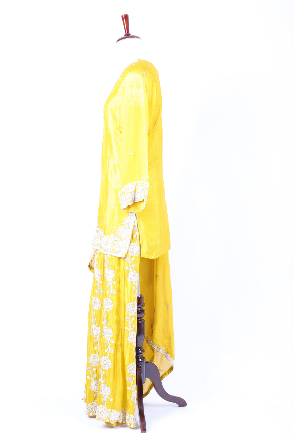 Mustard yellow embroidered straight set