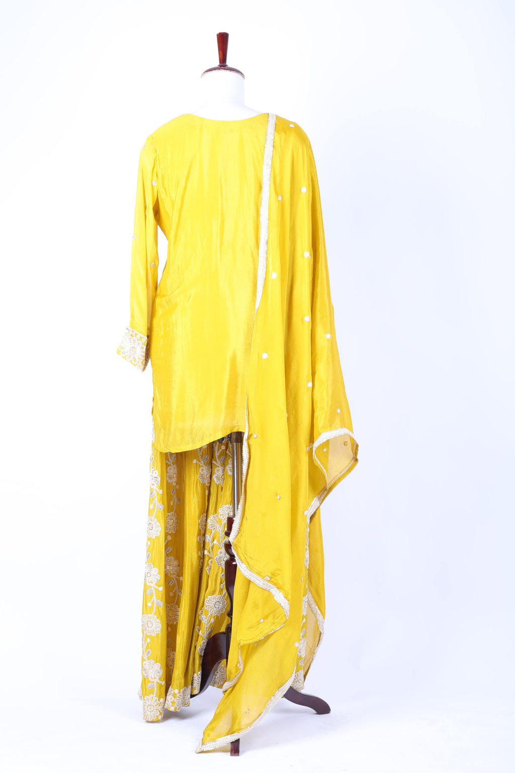 Mustard yellow embroidered straight set