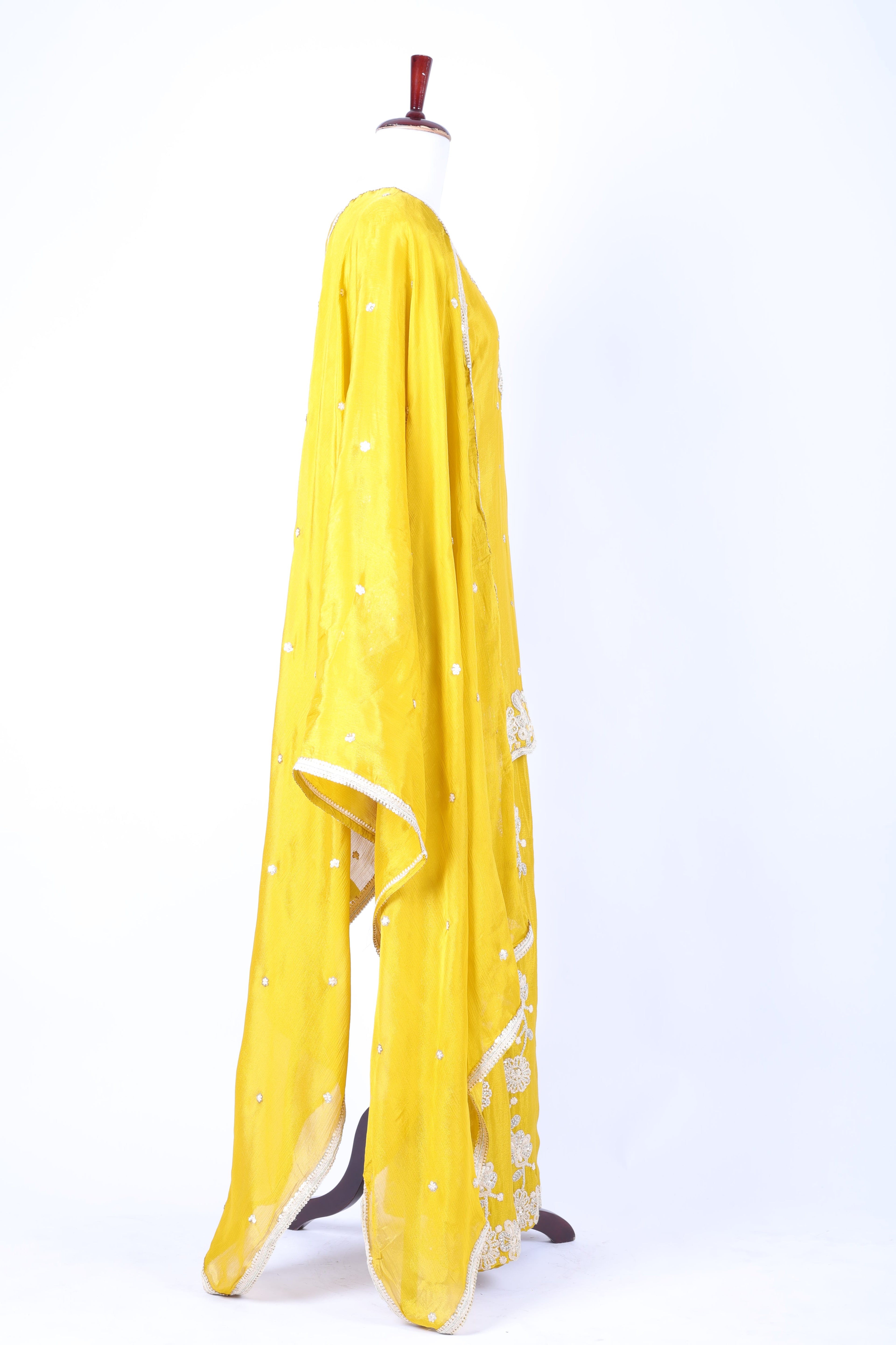 Mustard yellow embroidered straight set