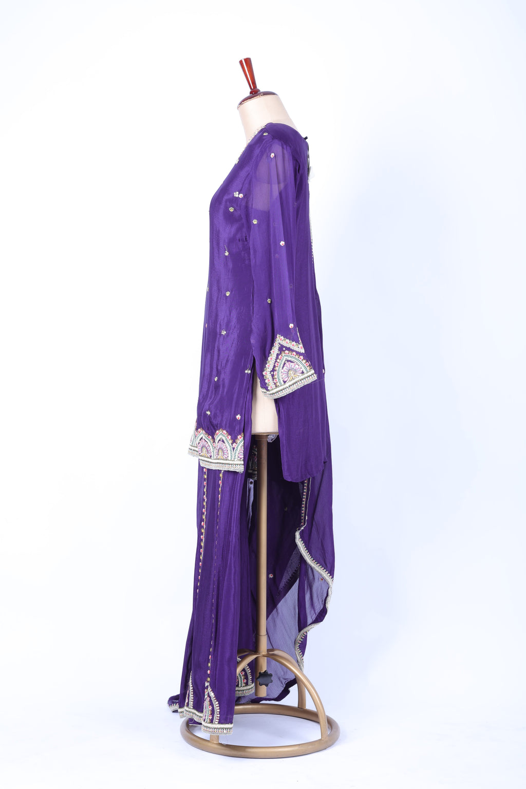 Royal purple embroidered straight set,