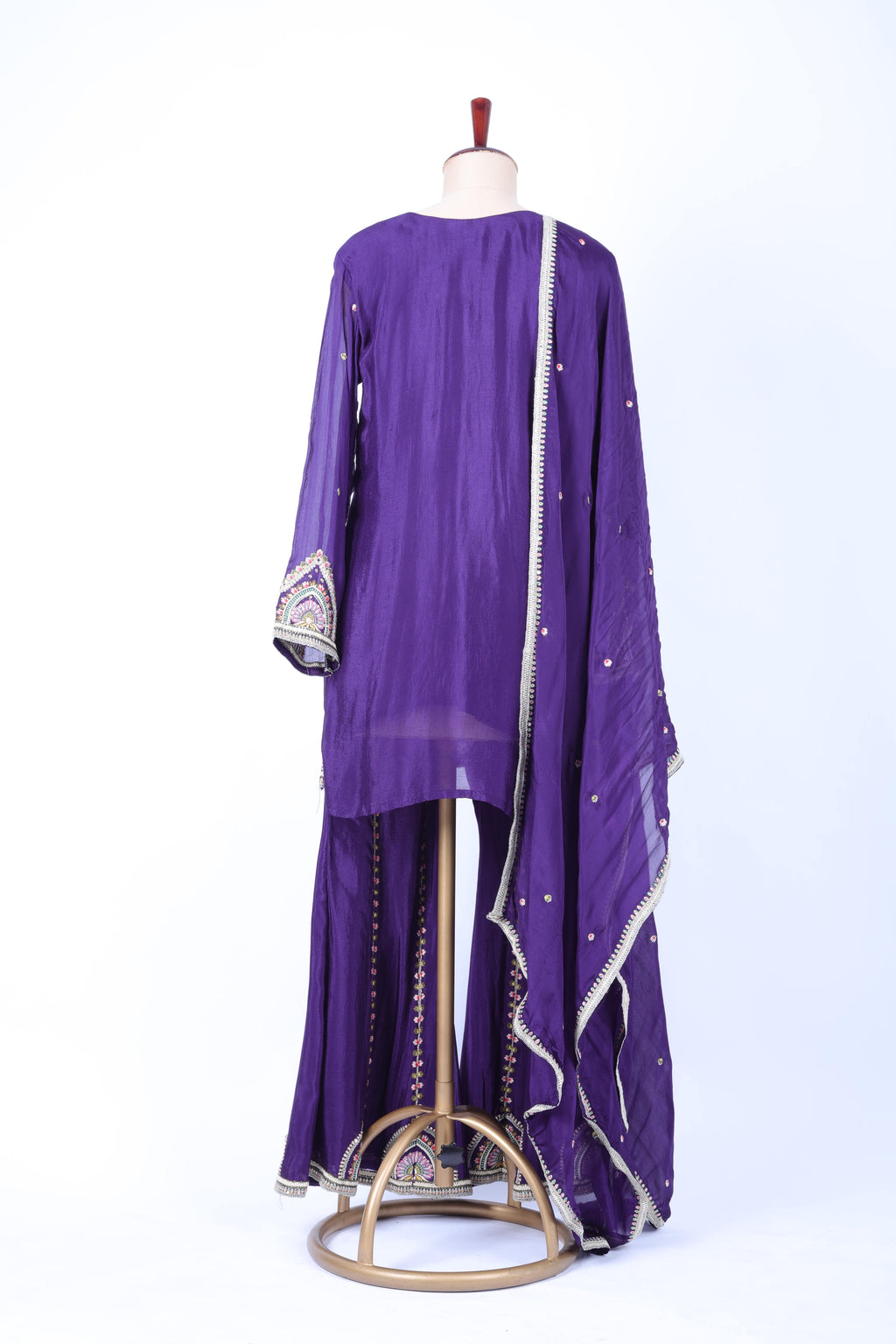 Royal purple embroidered straight set,