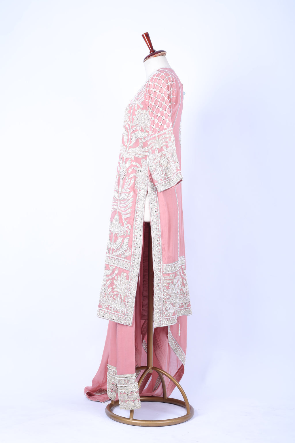 Dusty pink embroidered straight set