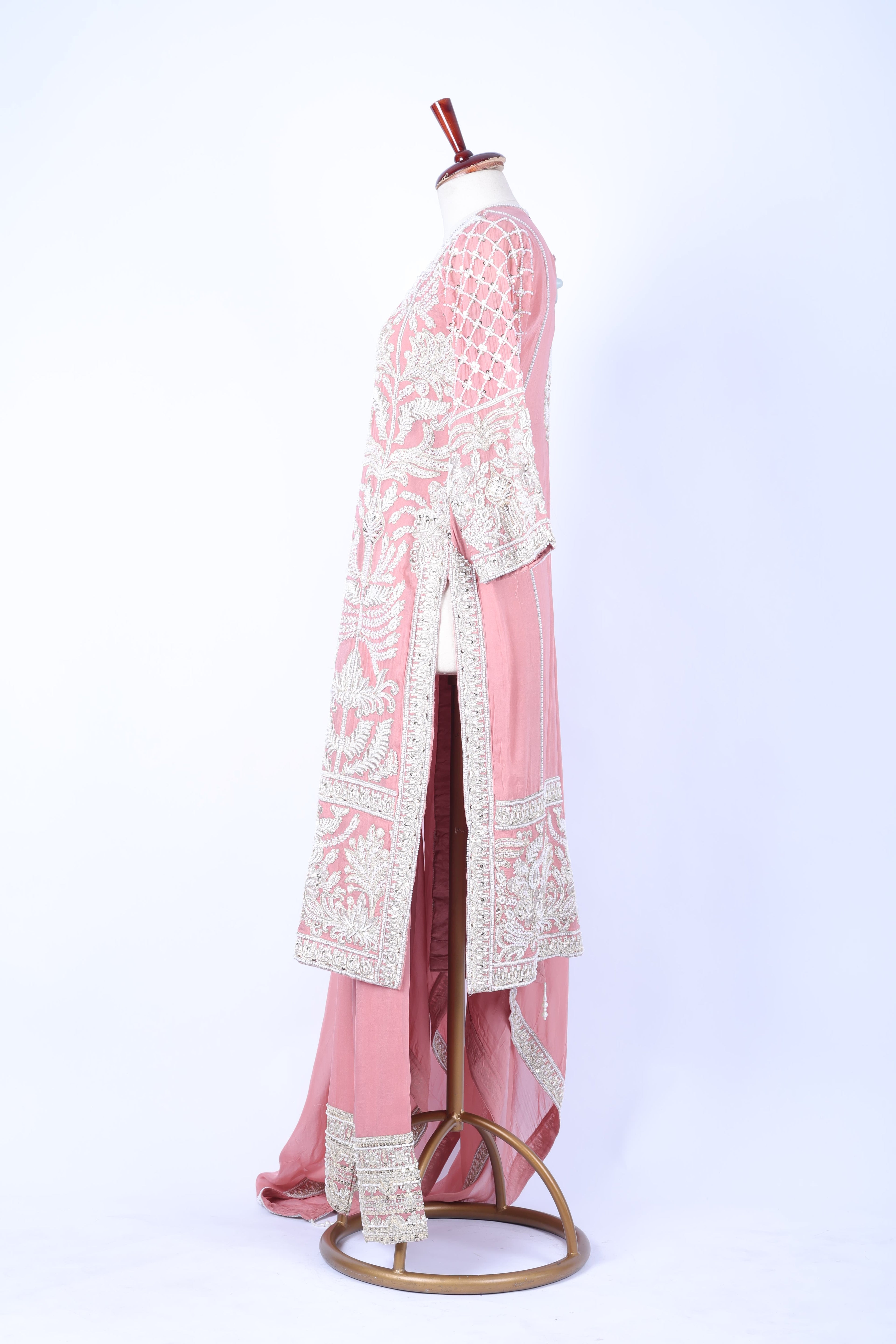 Dusty pink embroidered straight set