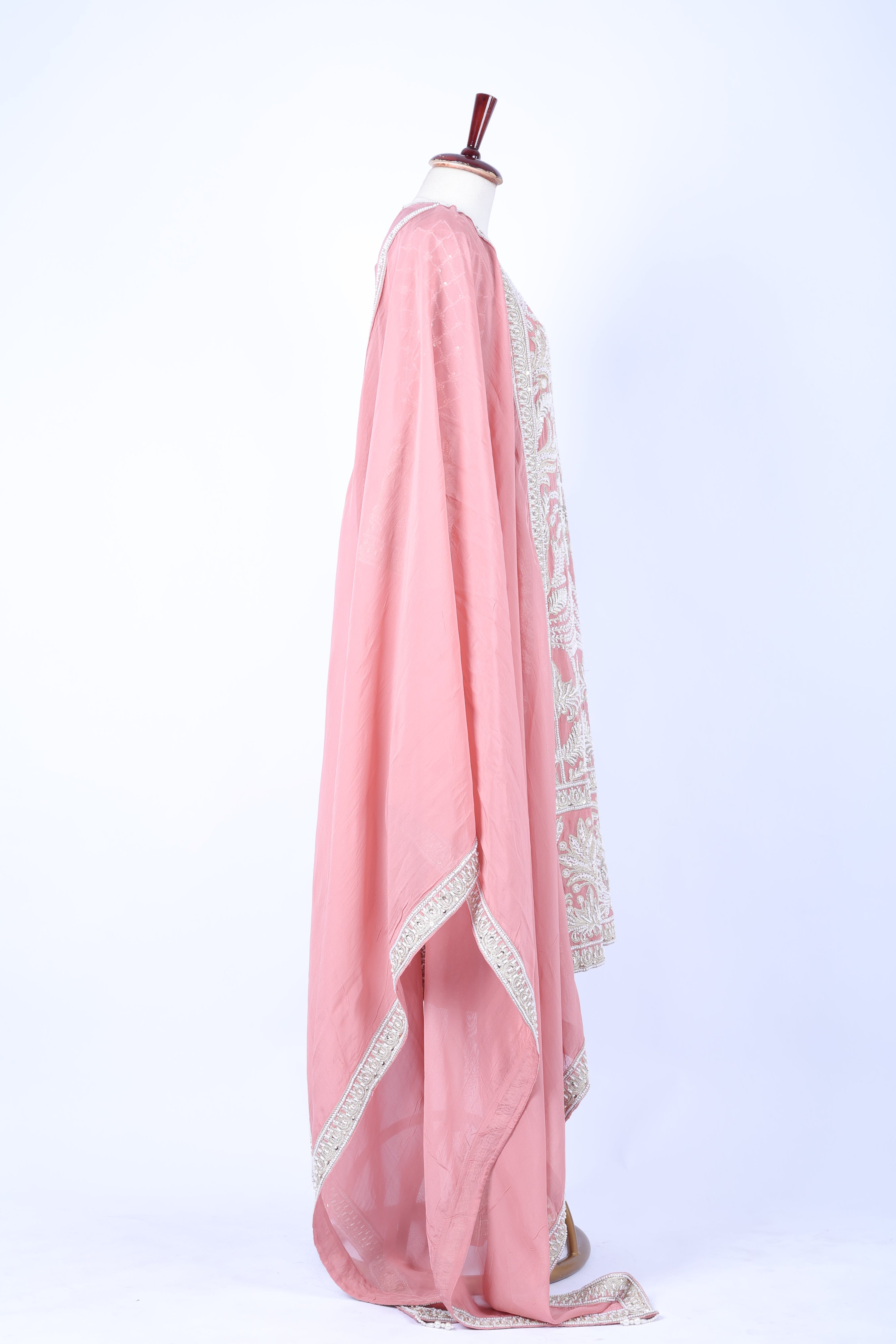 Dusty pink embroidered straight set