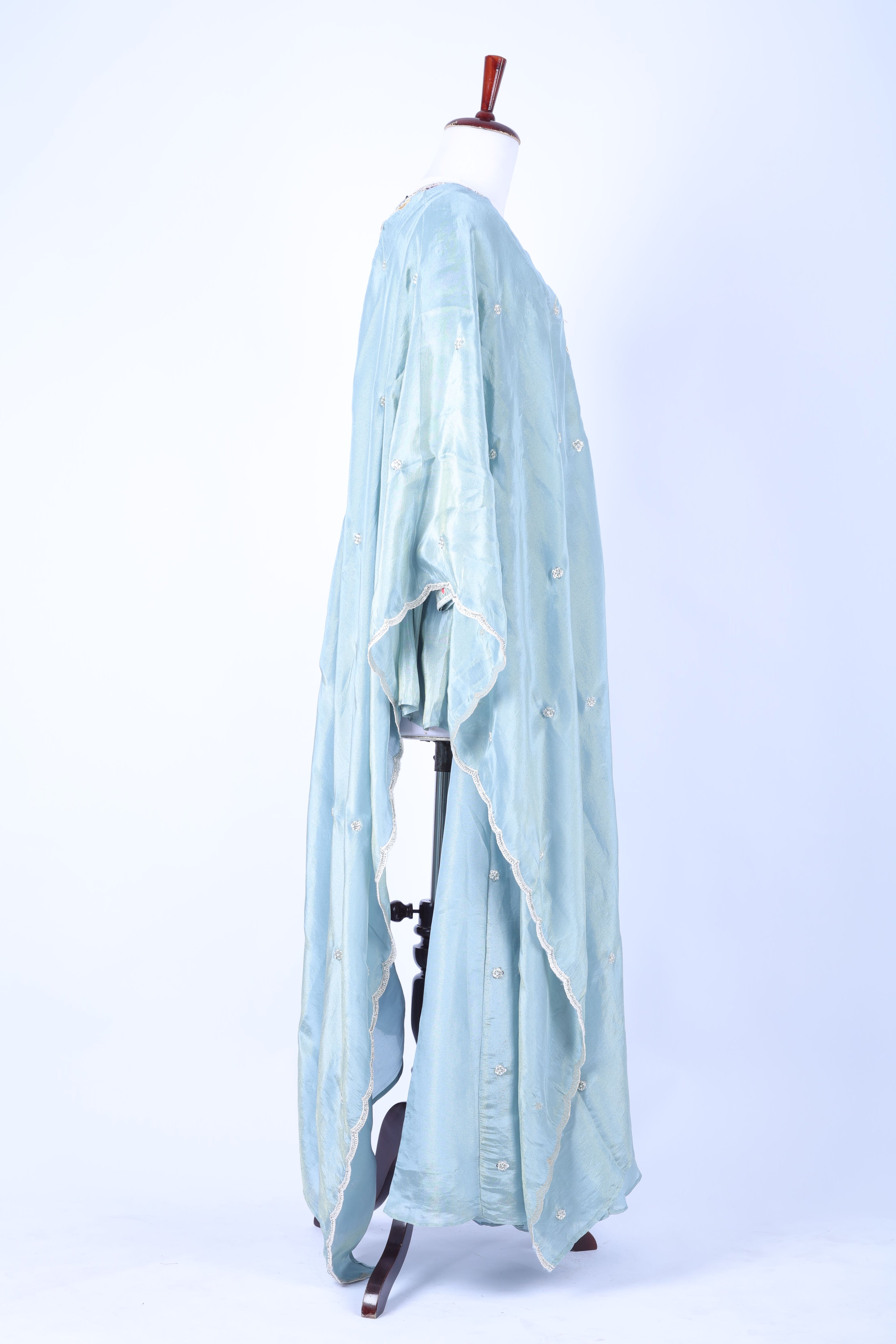 Powder blue embroidered peplum set