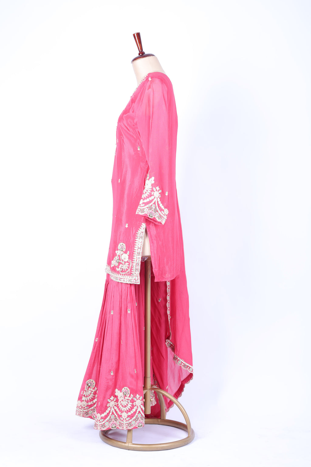 Rose pink embroidered sharara set