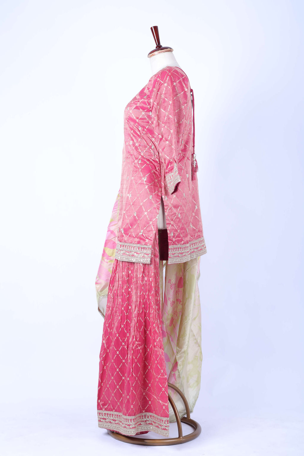 Rose pink embroidered sharara set