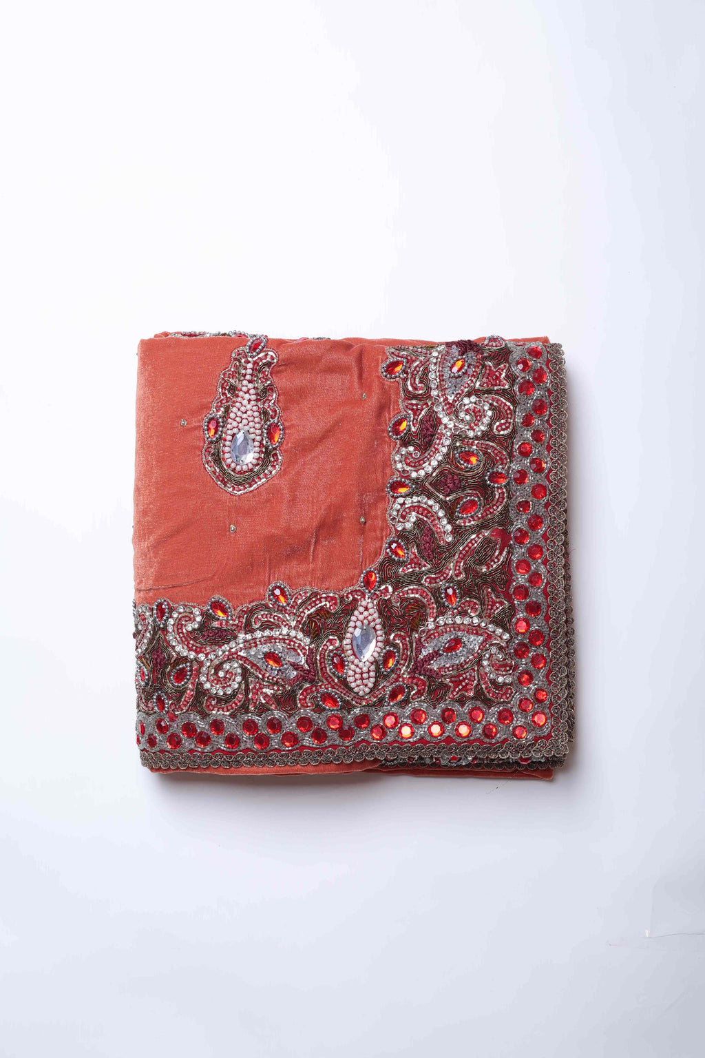 Rust Embroidered Dupatta