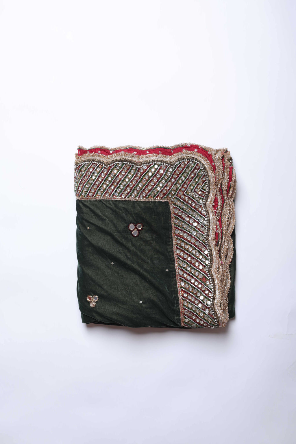 Emerald Green Embroidered Dupatta