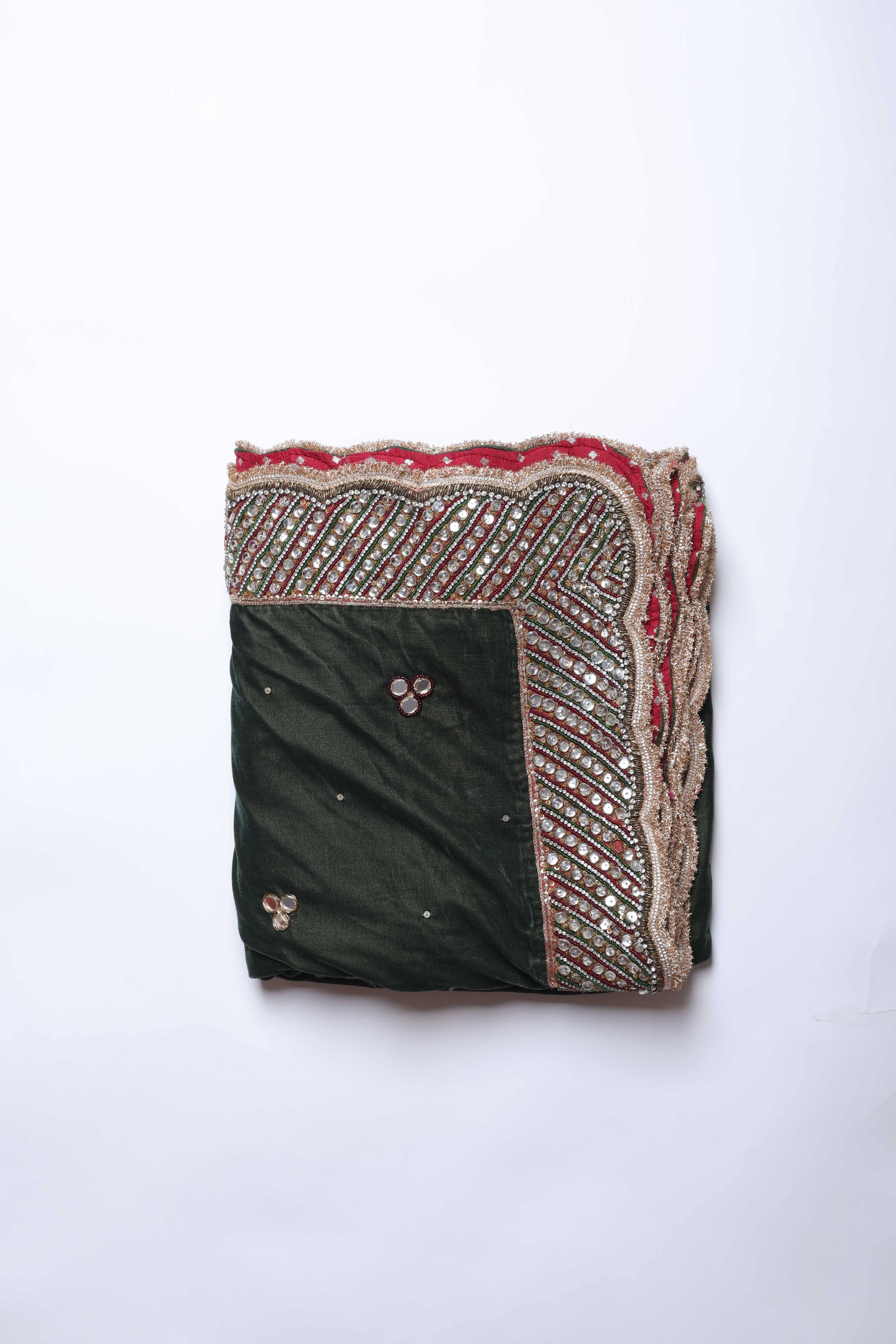 Emerald Green Embroidered Dupatta