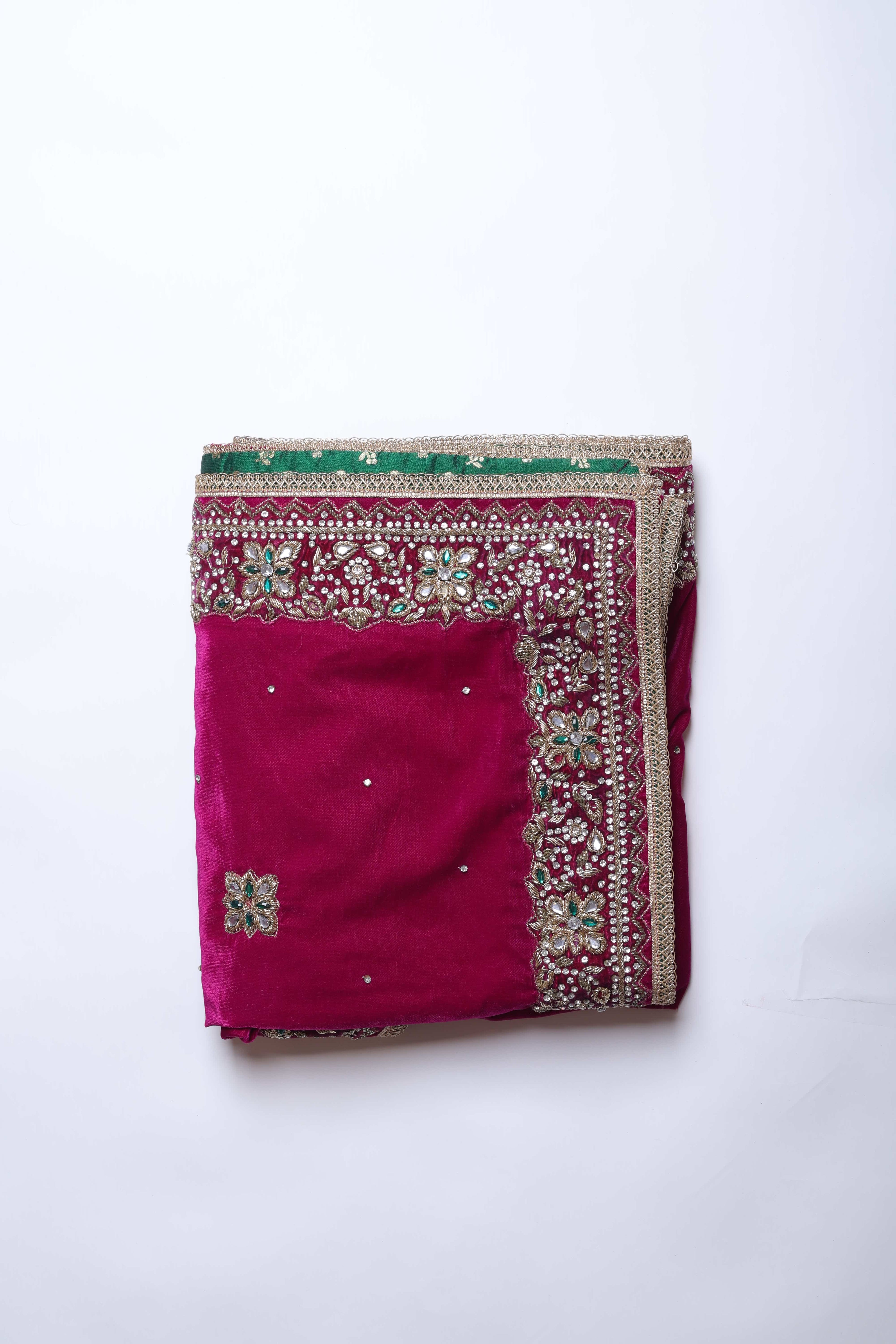 Magenta Embroidered Dupatta