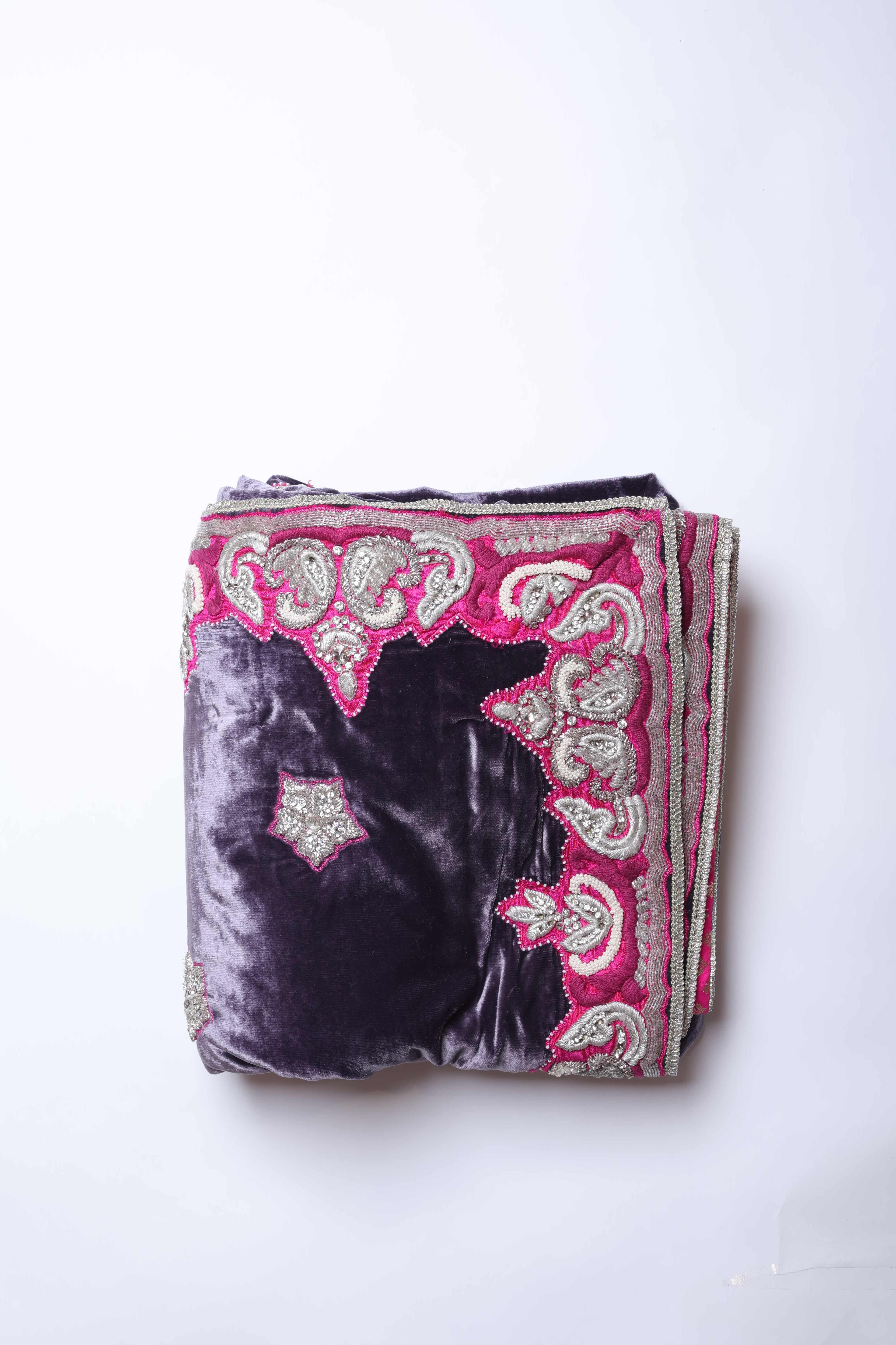 Charcoal Velvet Embroidered Dupatta