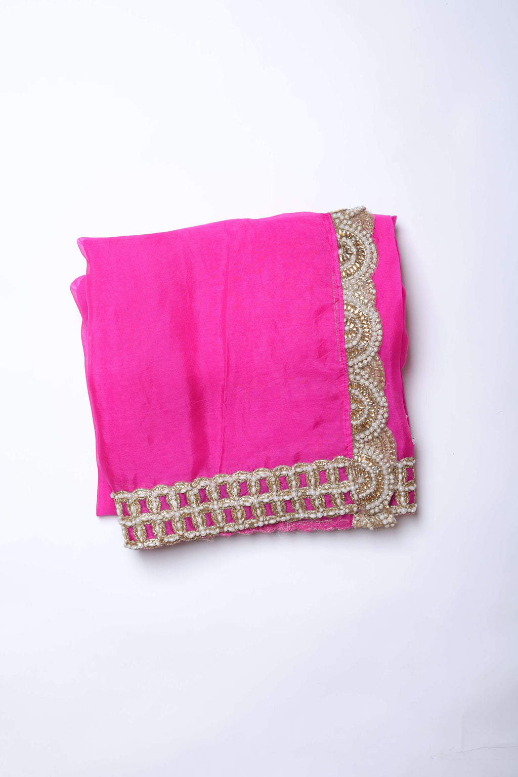 Fuchsia Pink Embroidered Dupatta
