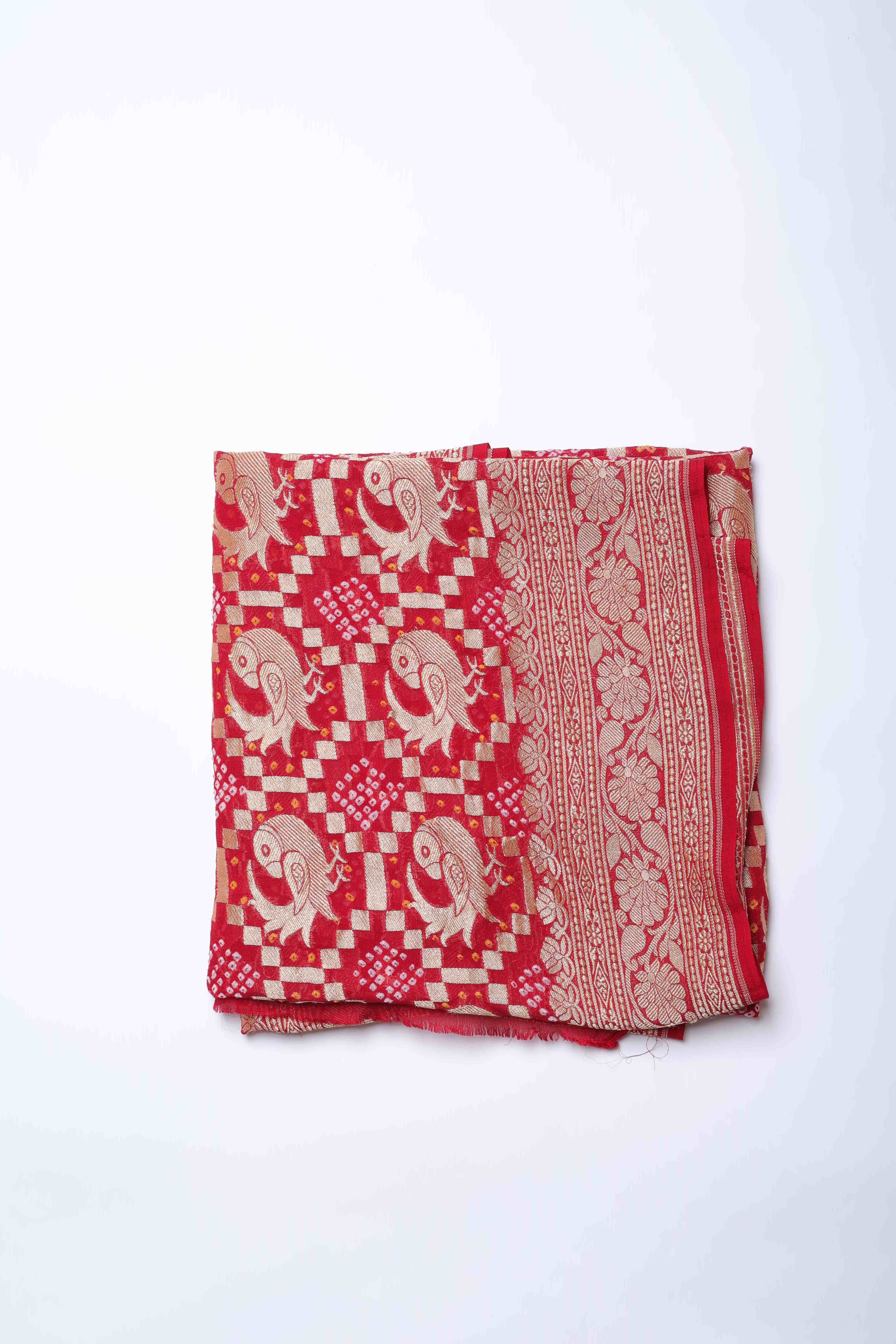 Red and Gold Embroidered Dupatta