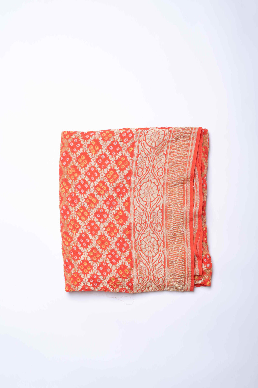 Coral and Gold Banarasi Dupatta