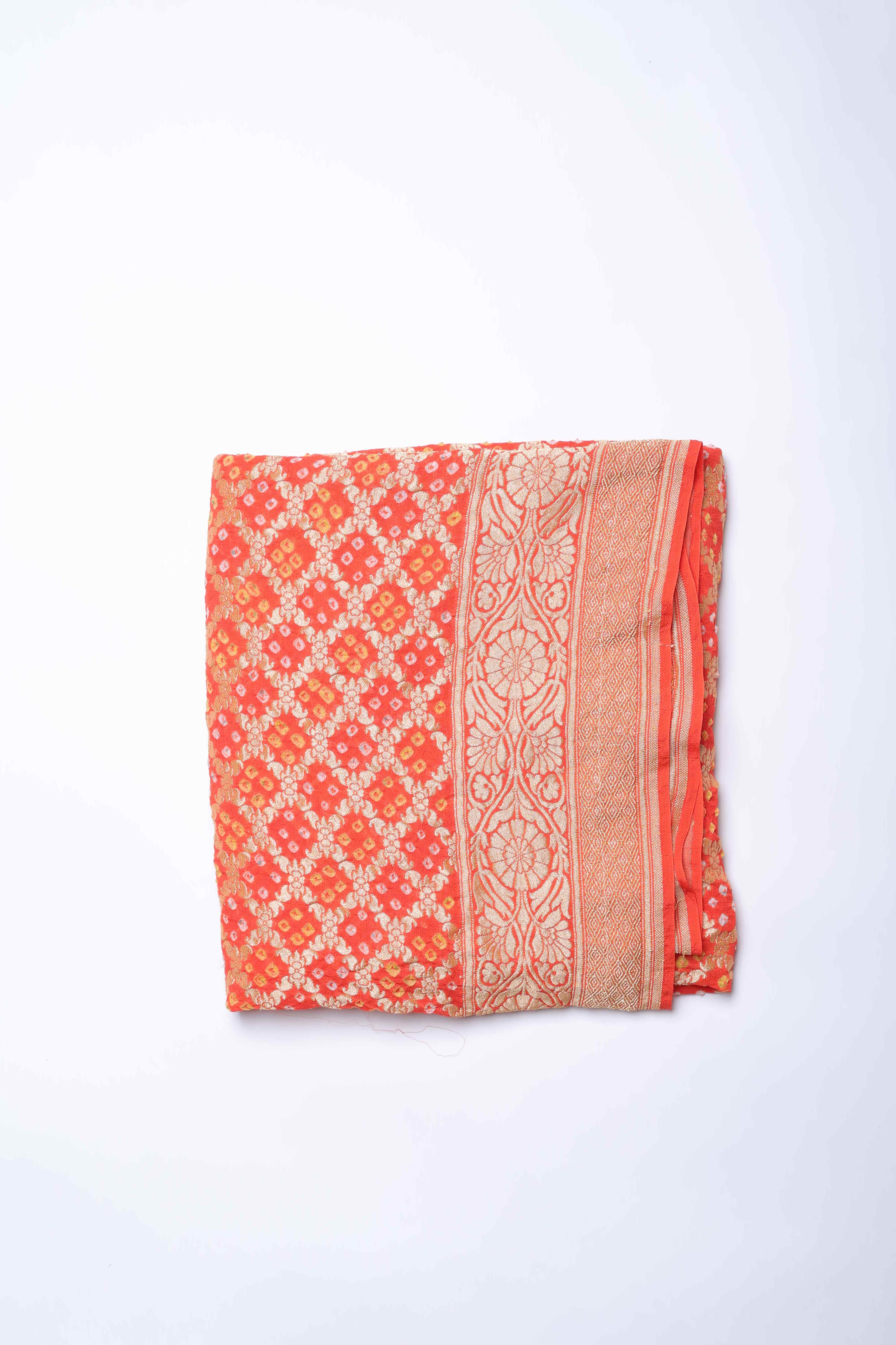 Coral and Gold Banarasi Dupatta