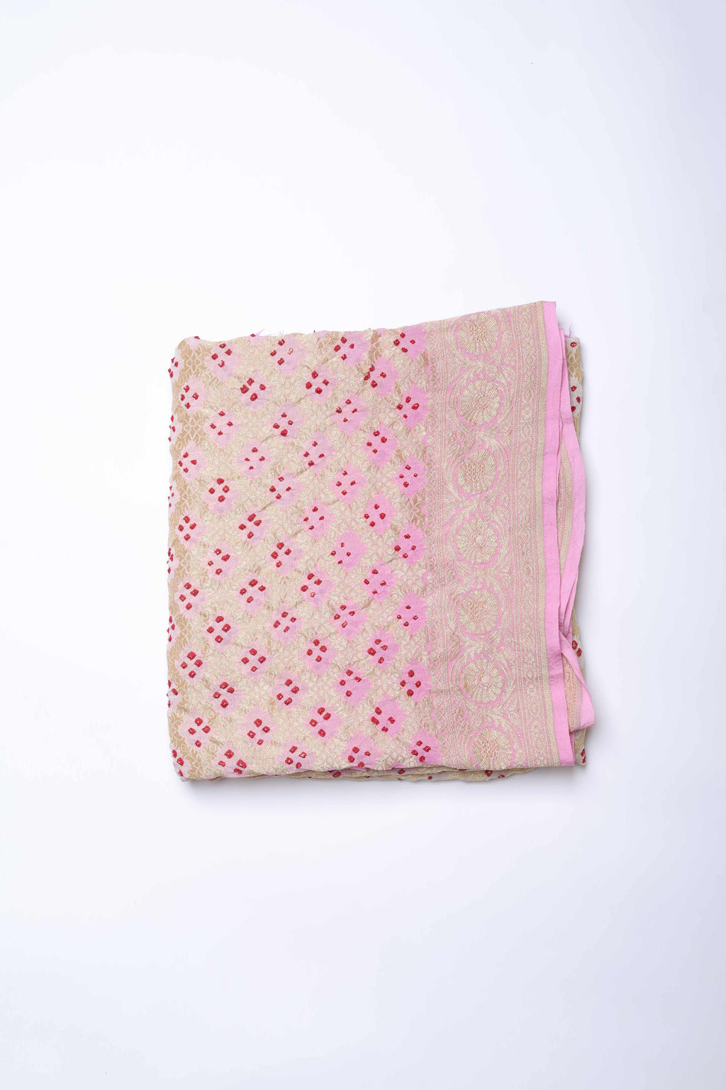 Blush Pink and Gold Embroidered Dupatta