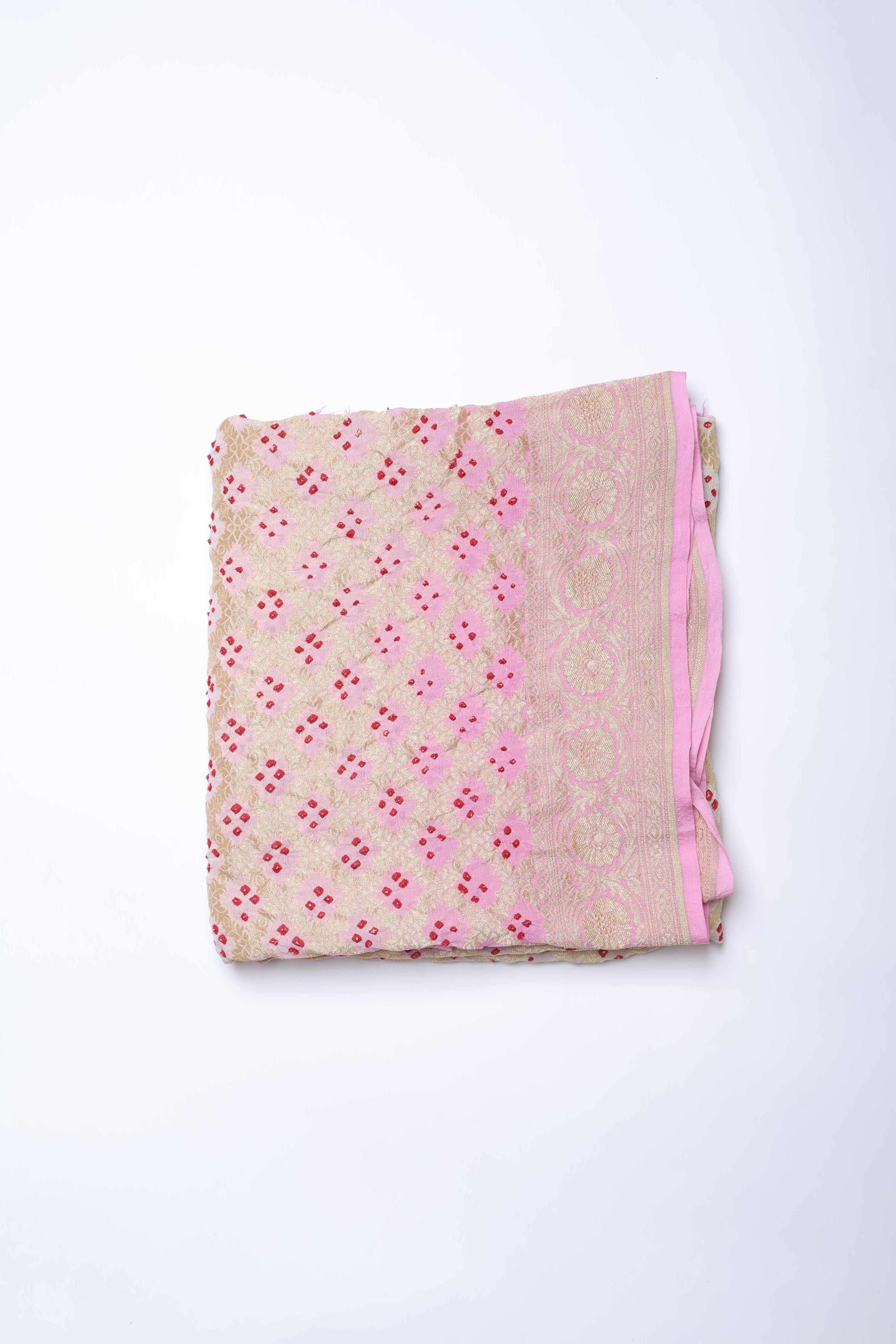 Blush Pink and Gold Embroidered Dupatta