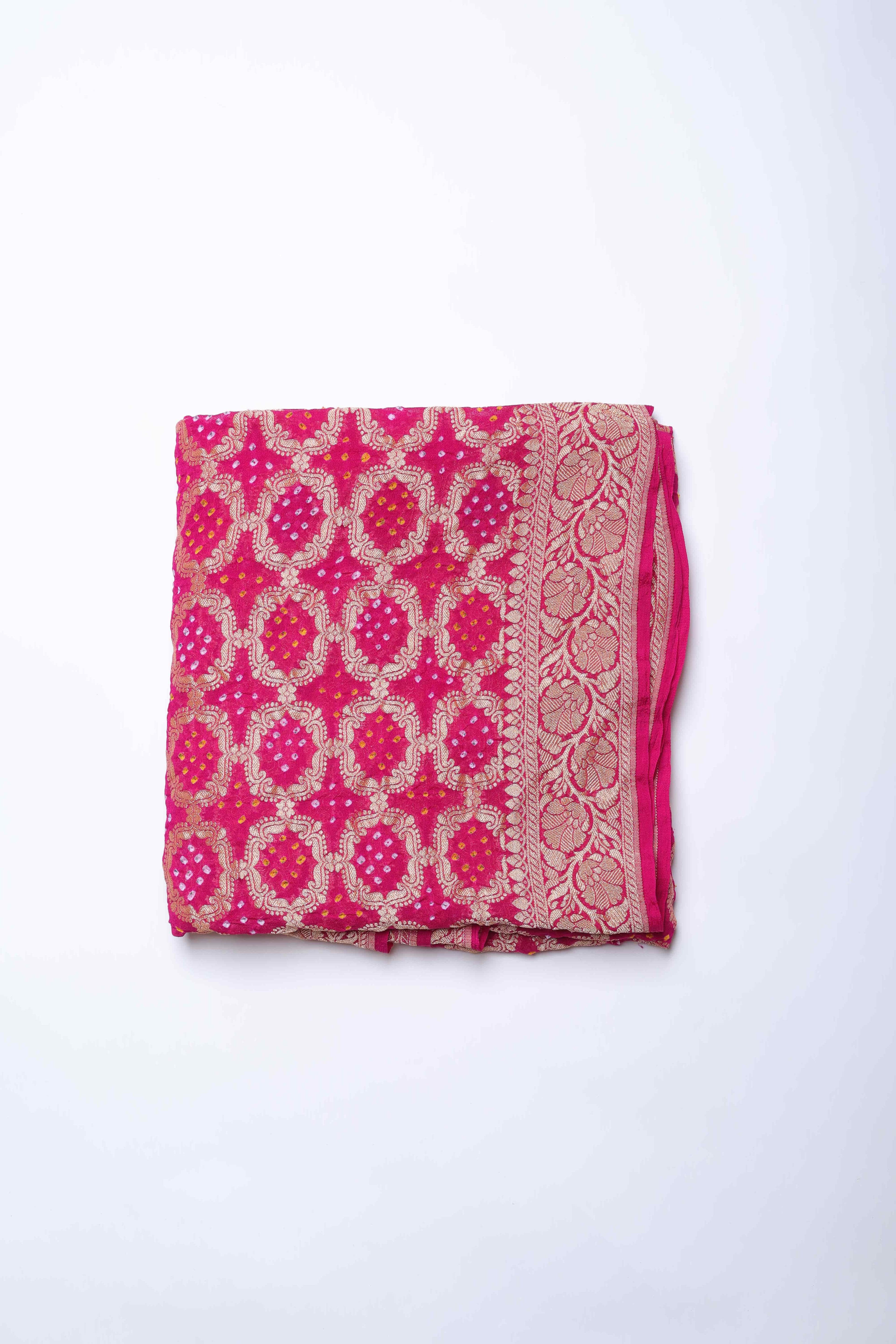 Magenta and Beige Banarasi Dupatta