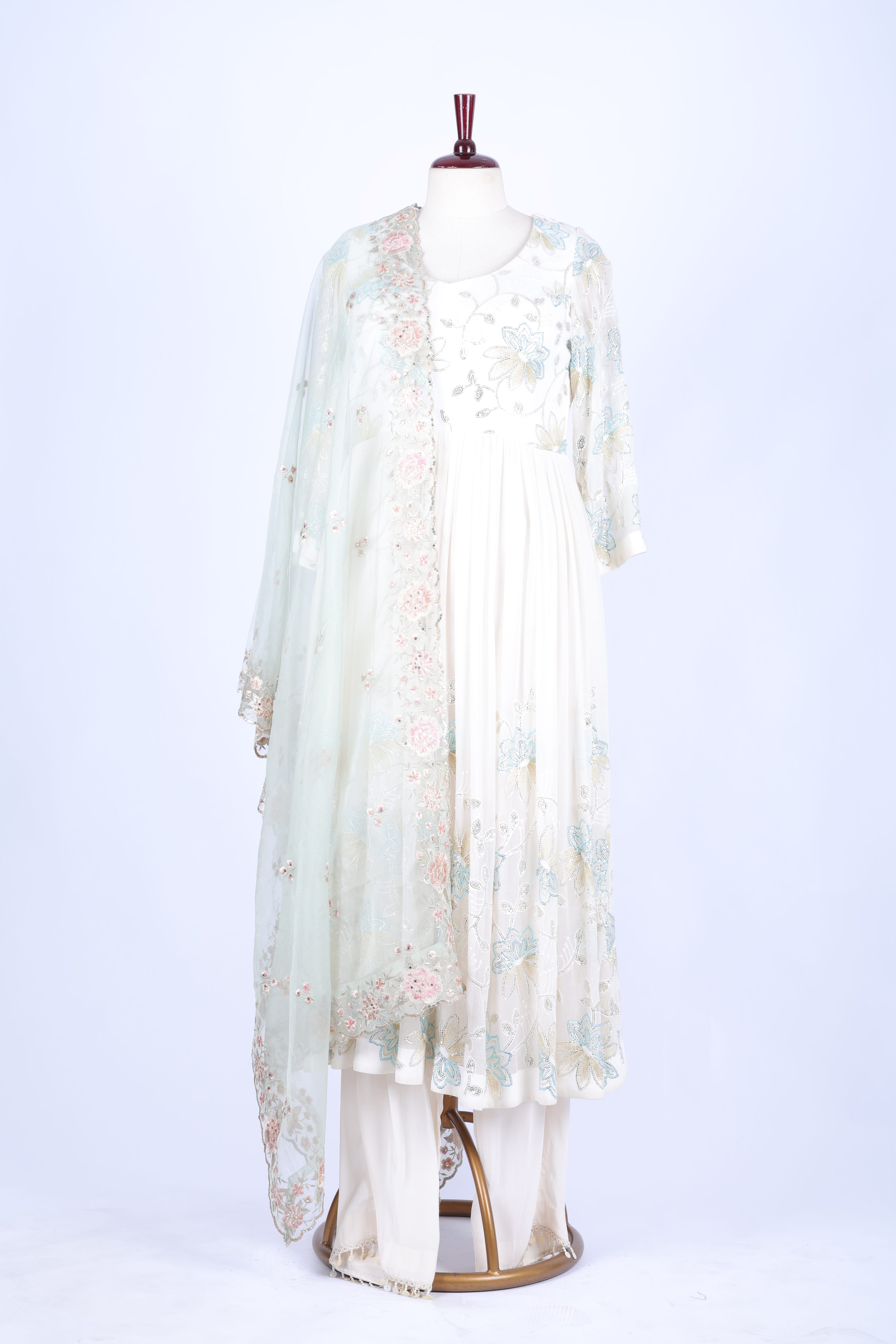 Mint Green Embroidered Jacket Set