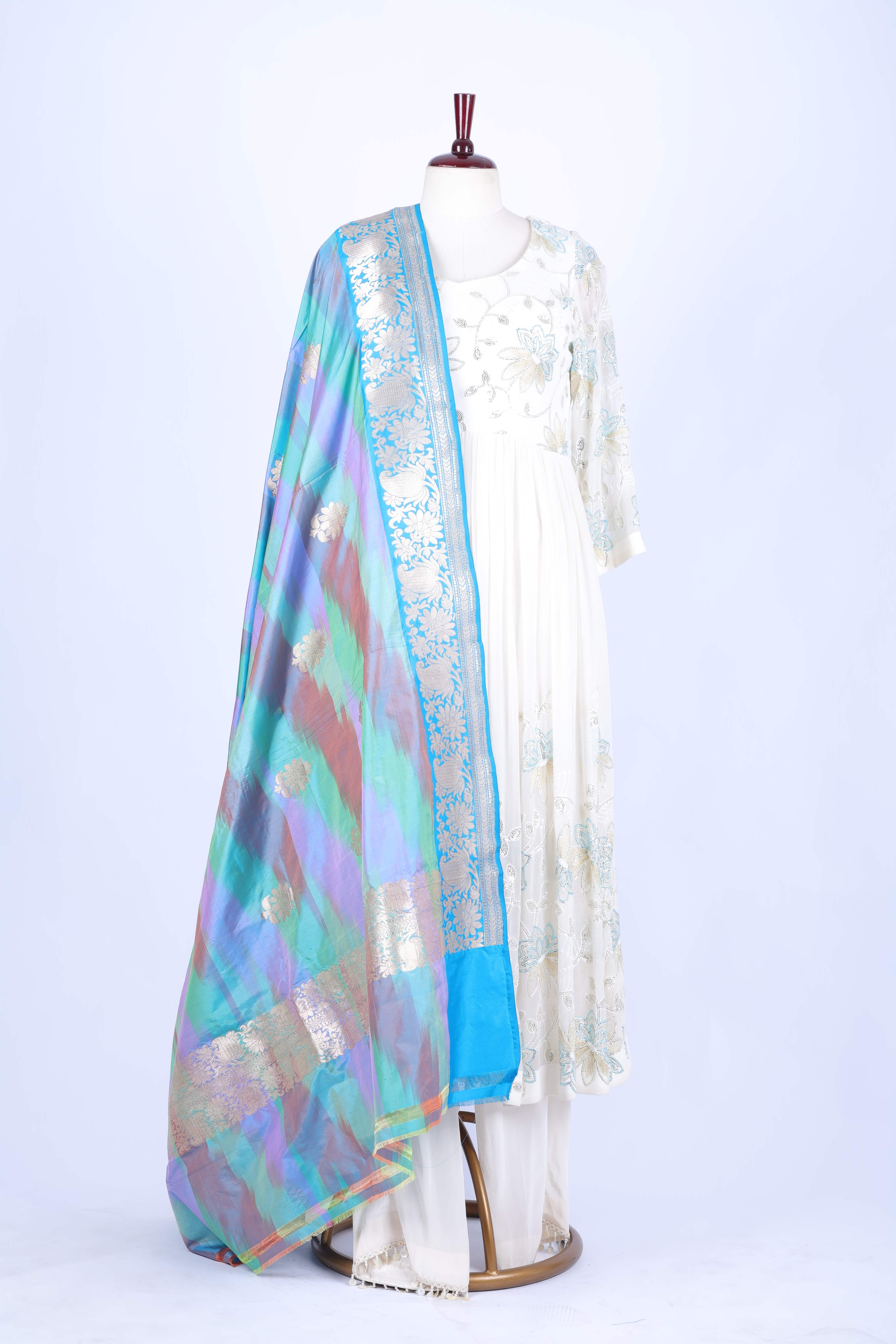 Ivory Embroidered Anarkali Set