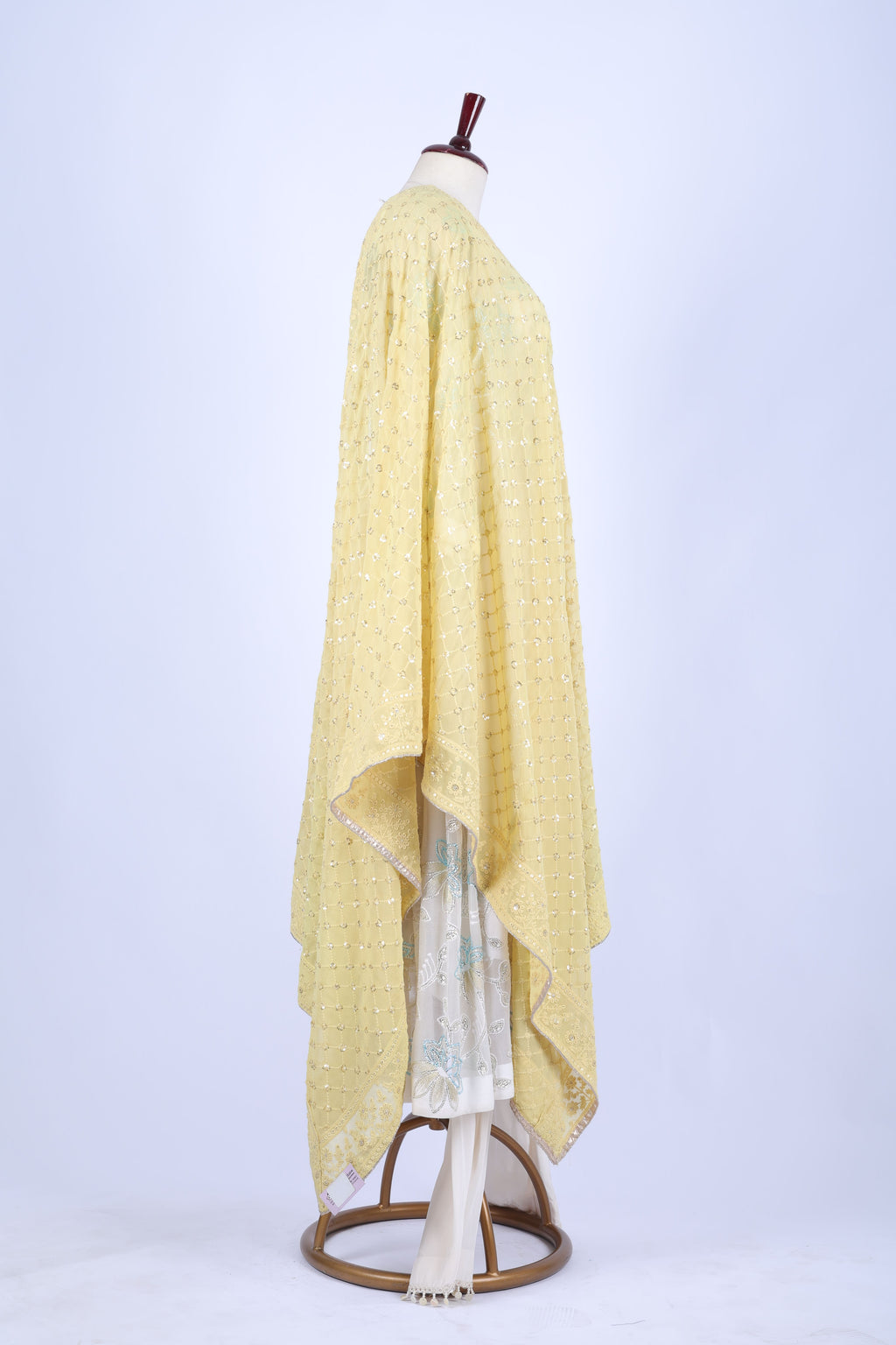 Ivory Floral Anarkali Set