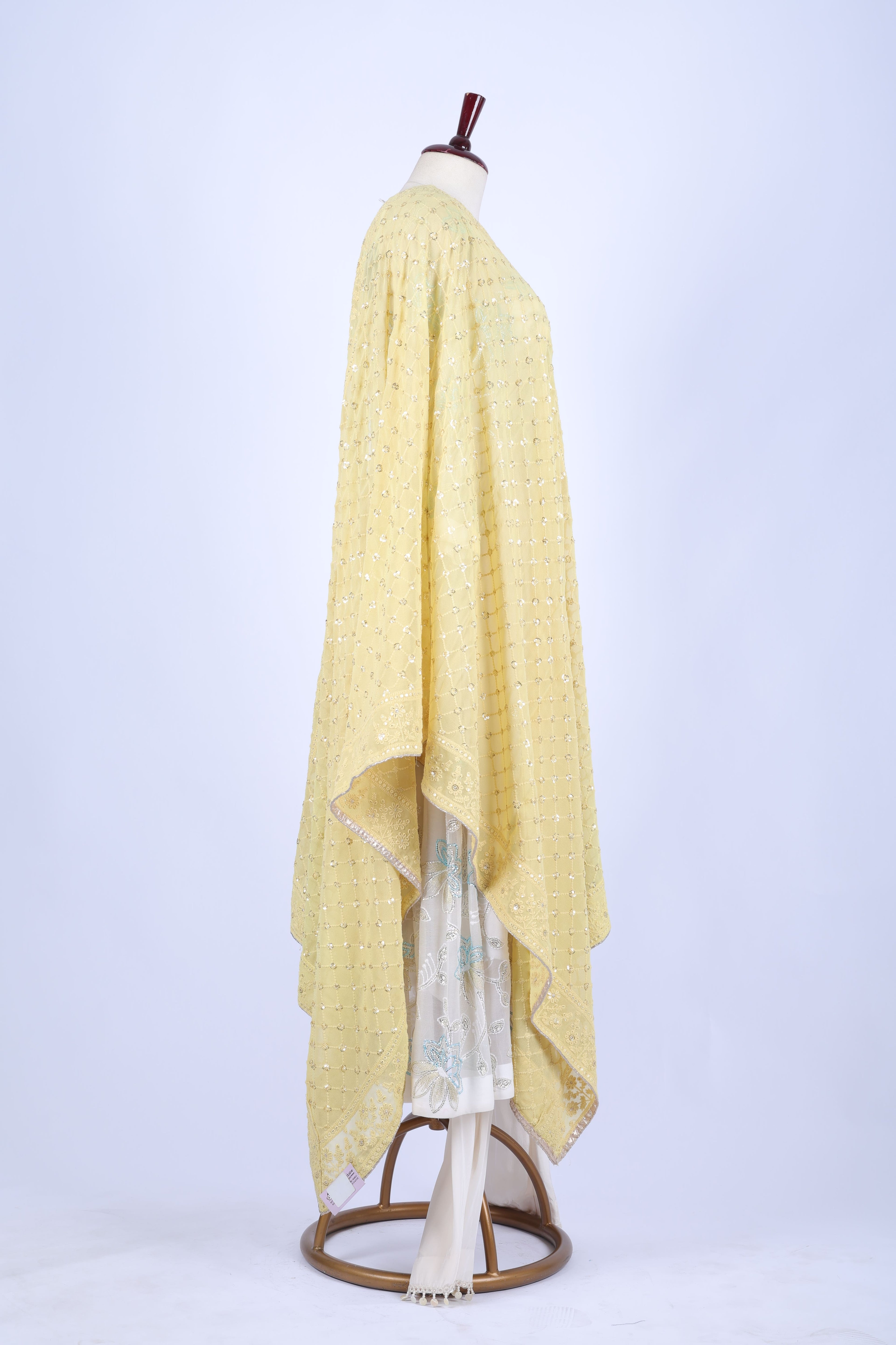 Ivory Floral Anarkali Set