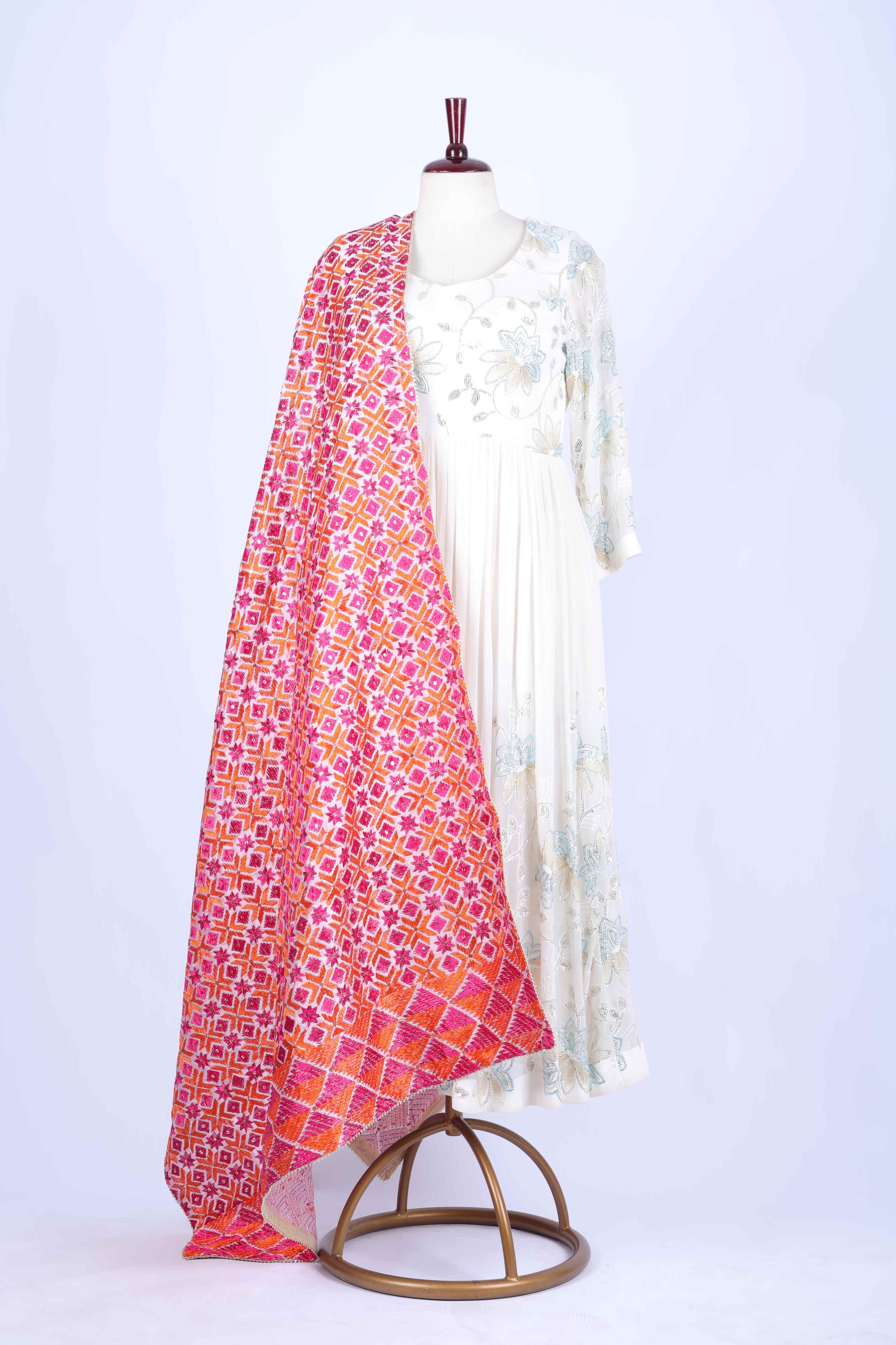 Ivory Floral Anarkali Set