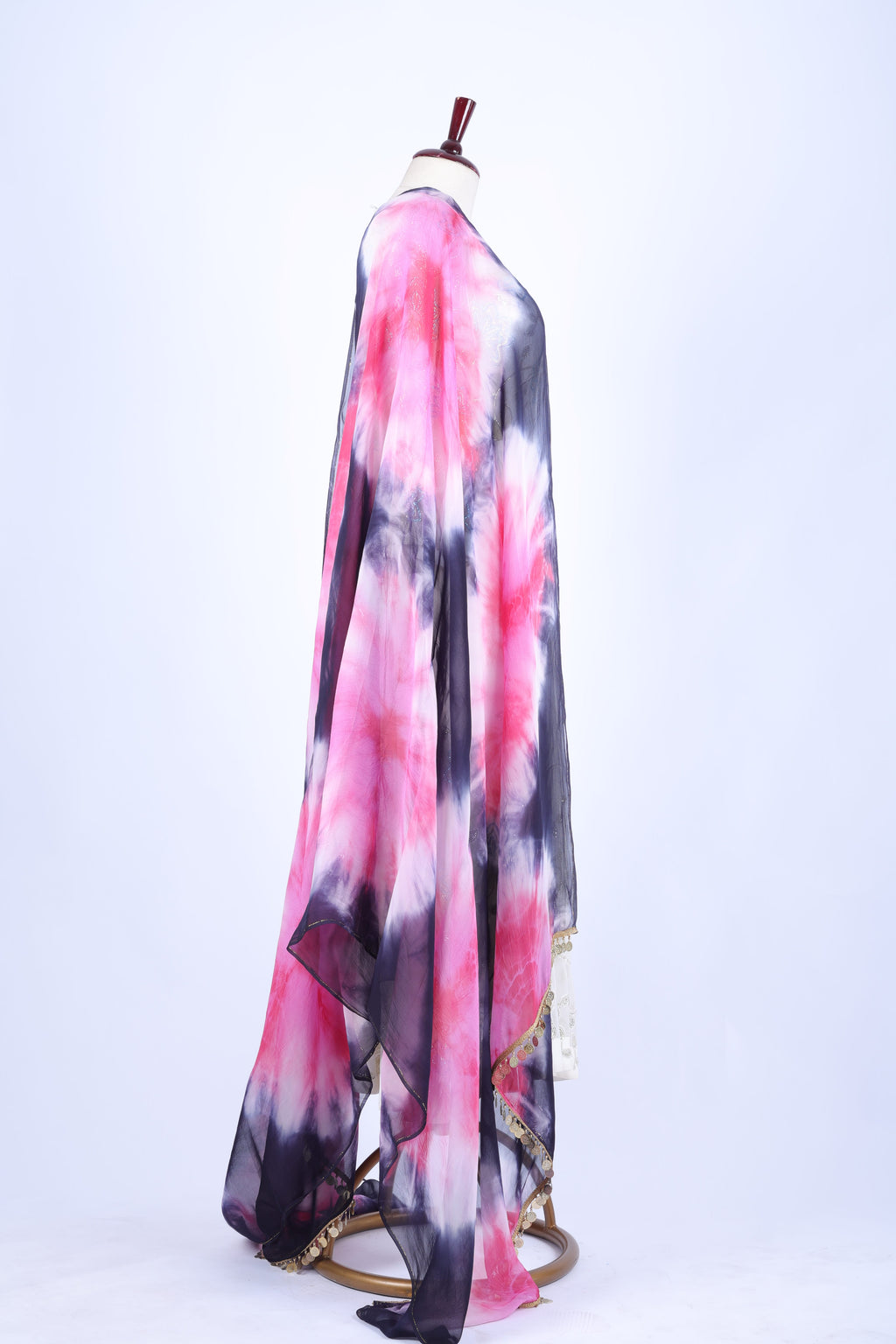 Pink and Grey Tie-Dye Dupatta