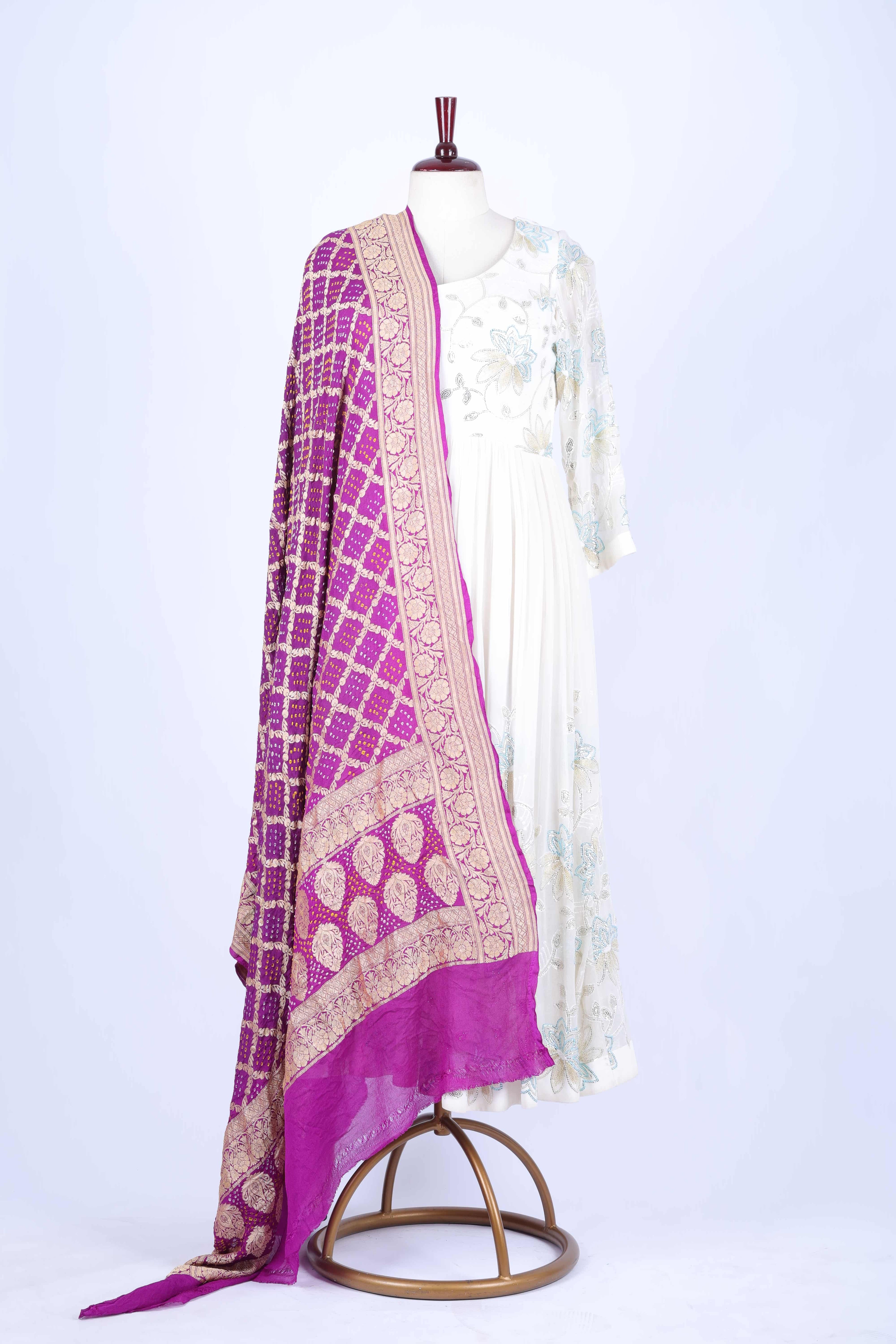 Magenta Embroidered Dupatta