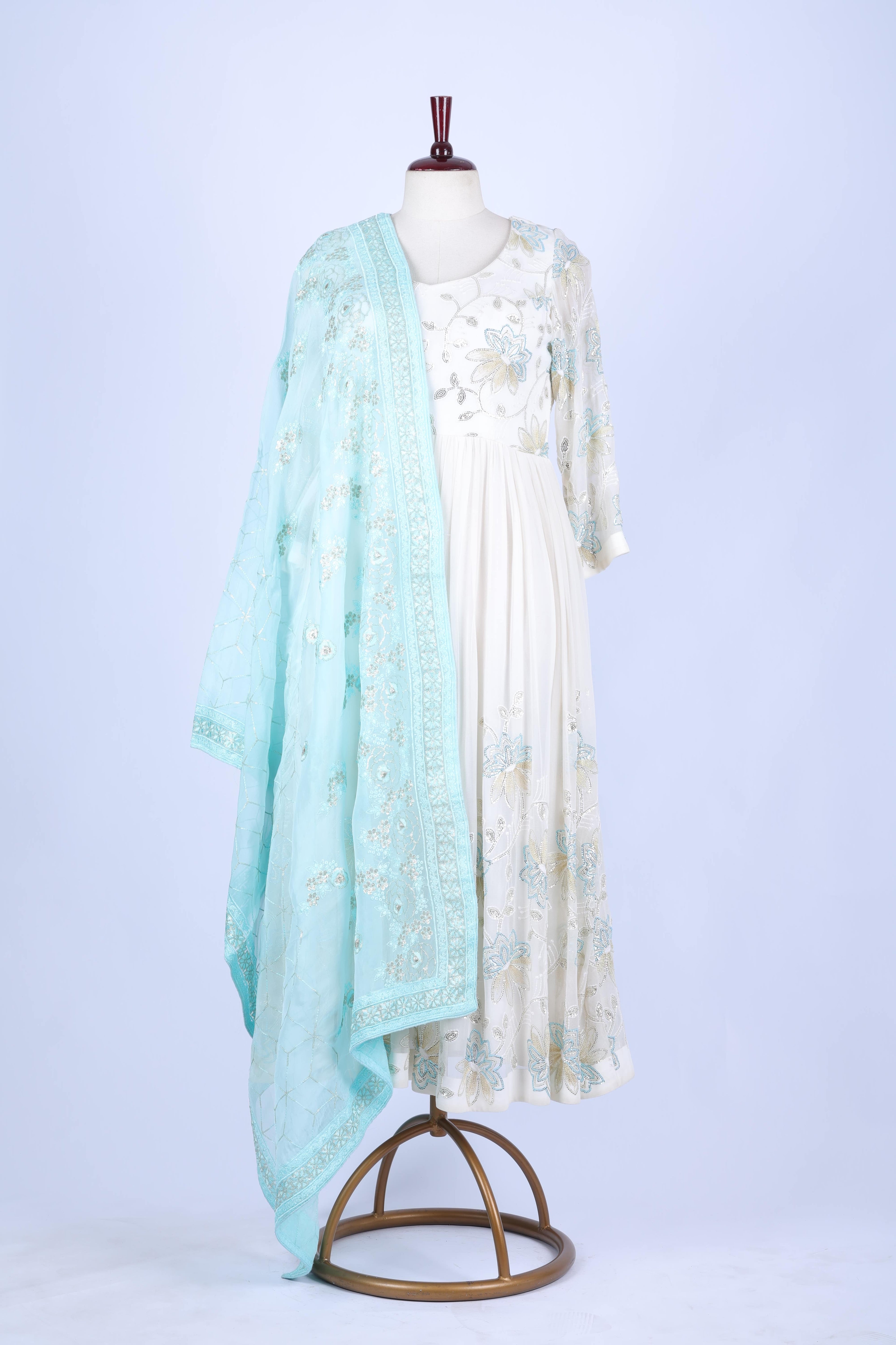 Mint Embroidered Dupatta