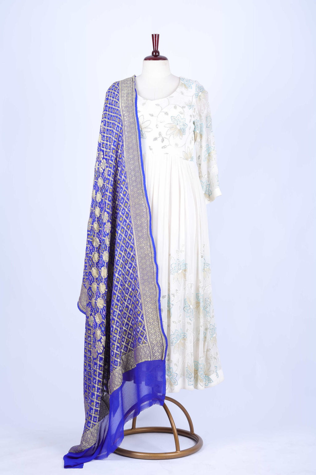 Royal Blue Embroidered Dupatta